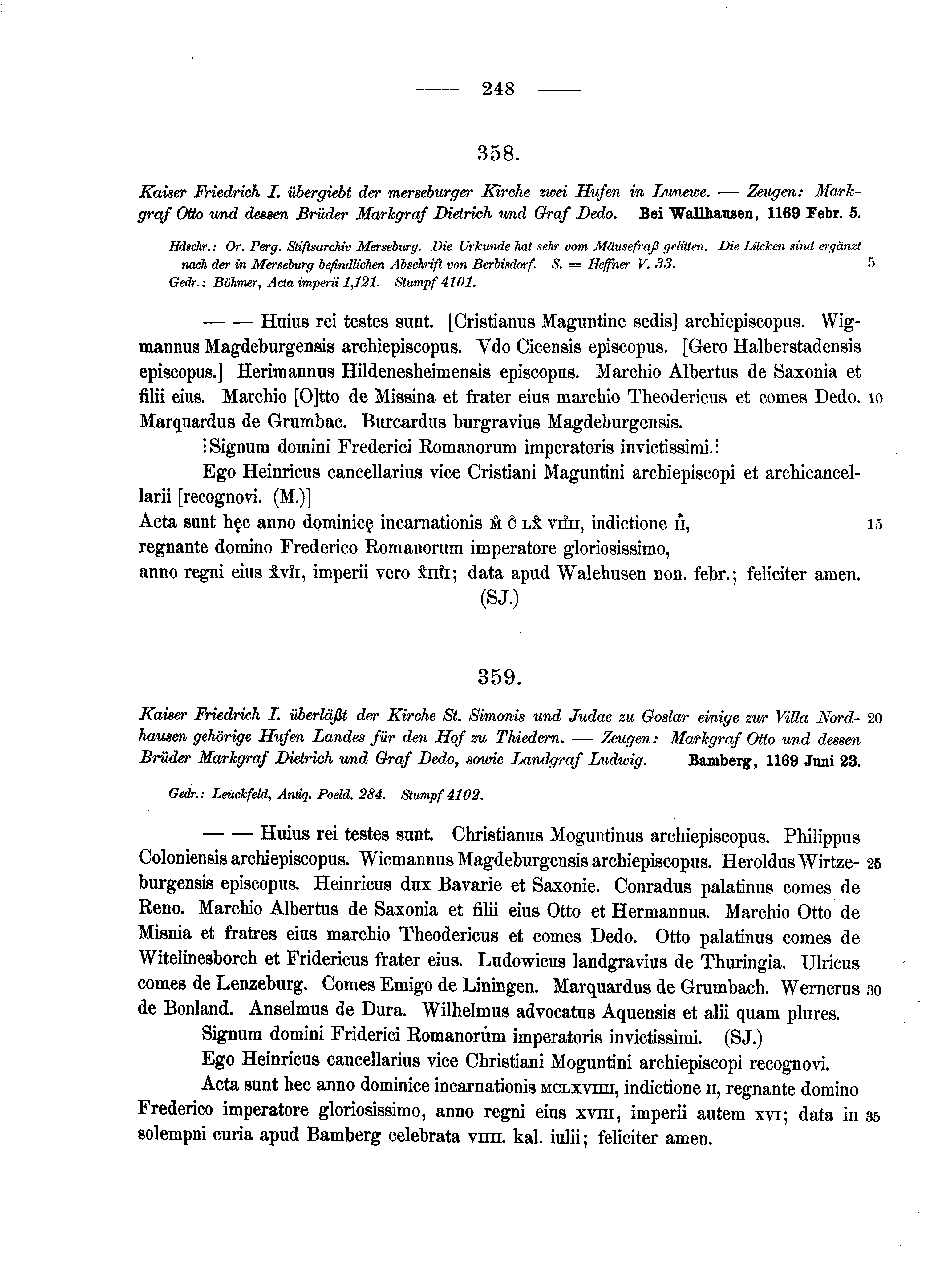 Historische Urkunde Seite 248 aus Band cds1a2