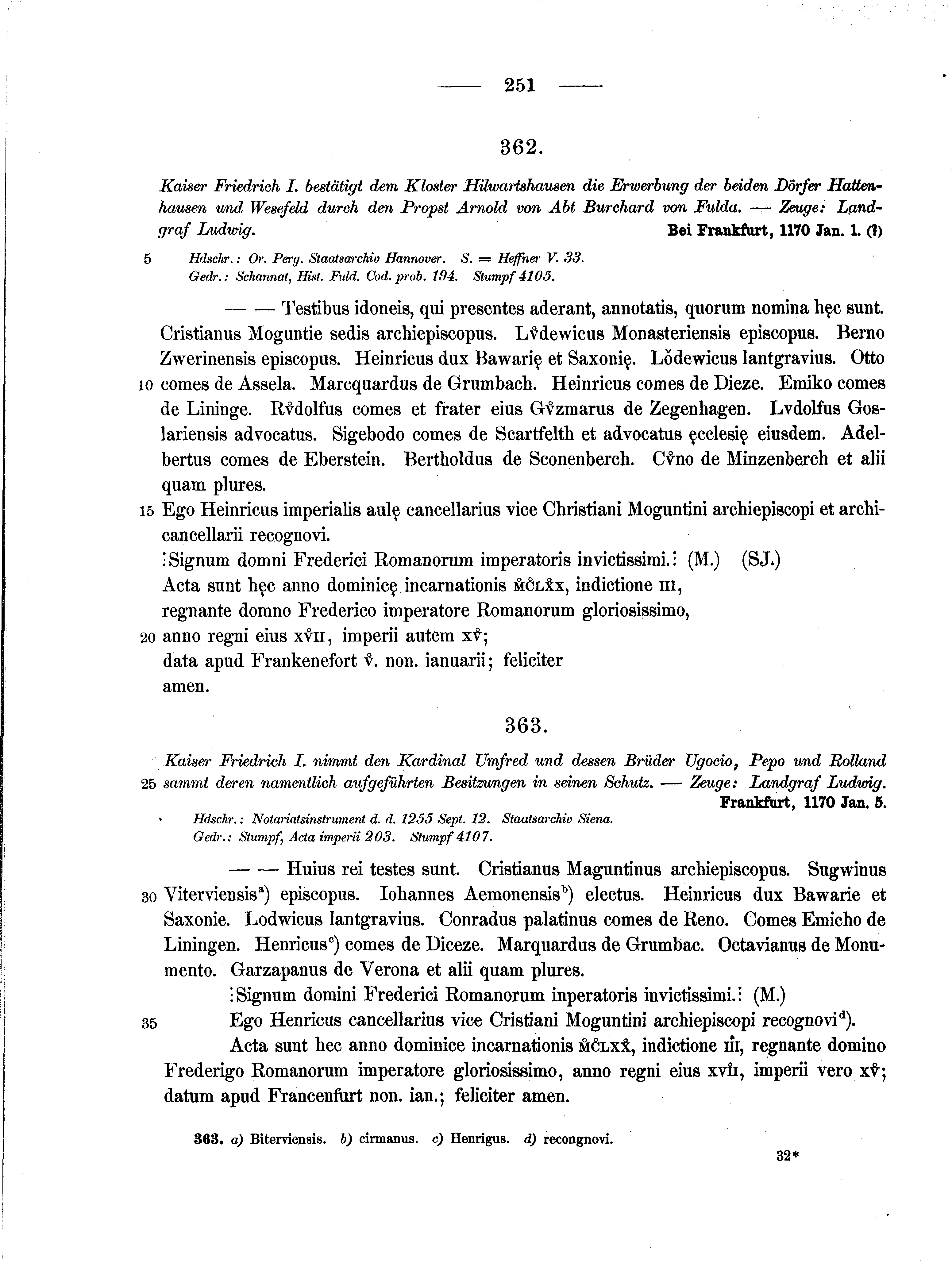Historische Urkunde Seite 251 aus Band cds1a2