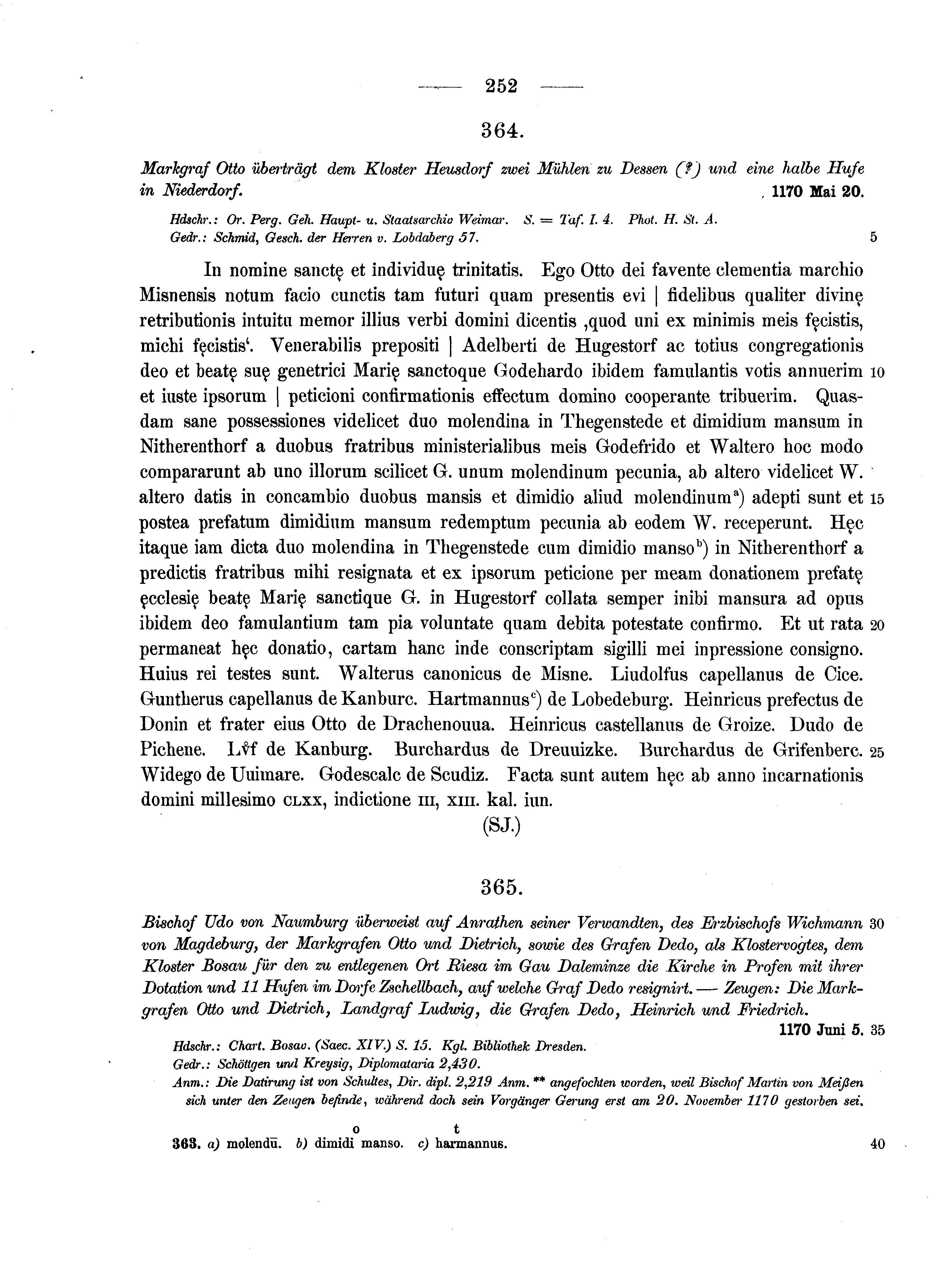 Historische Urkunde Seite 252 aus Band cds1a2