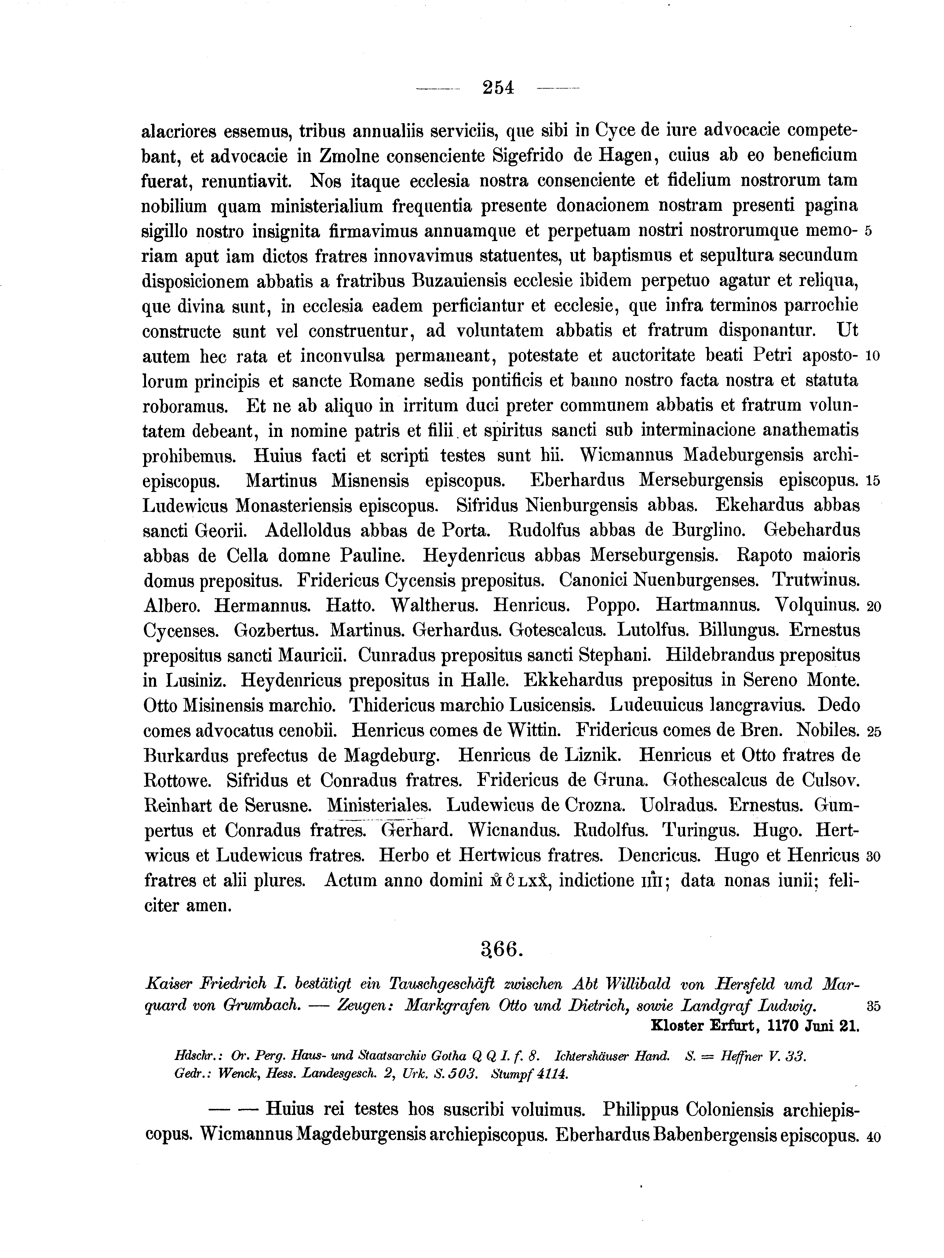 Historische Urkunde Seite 254 aus Band cds1a2