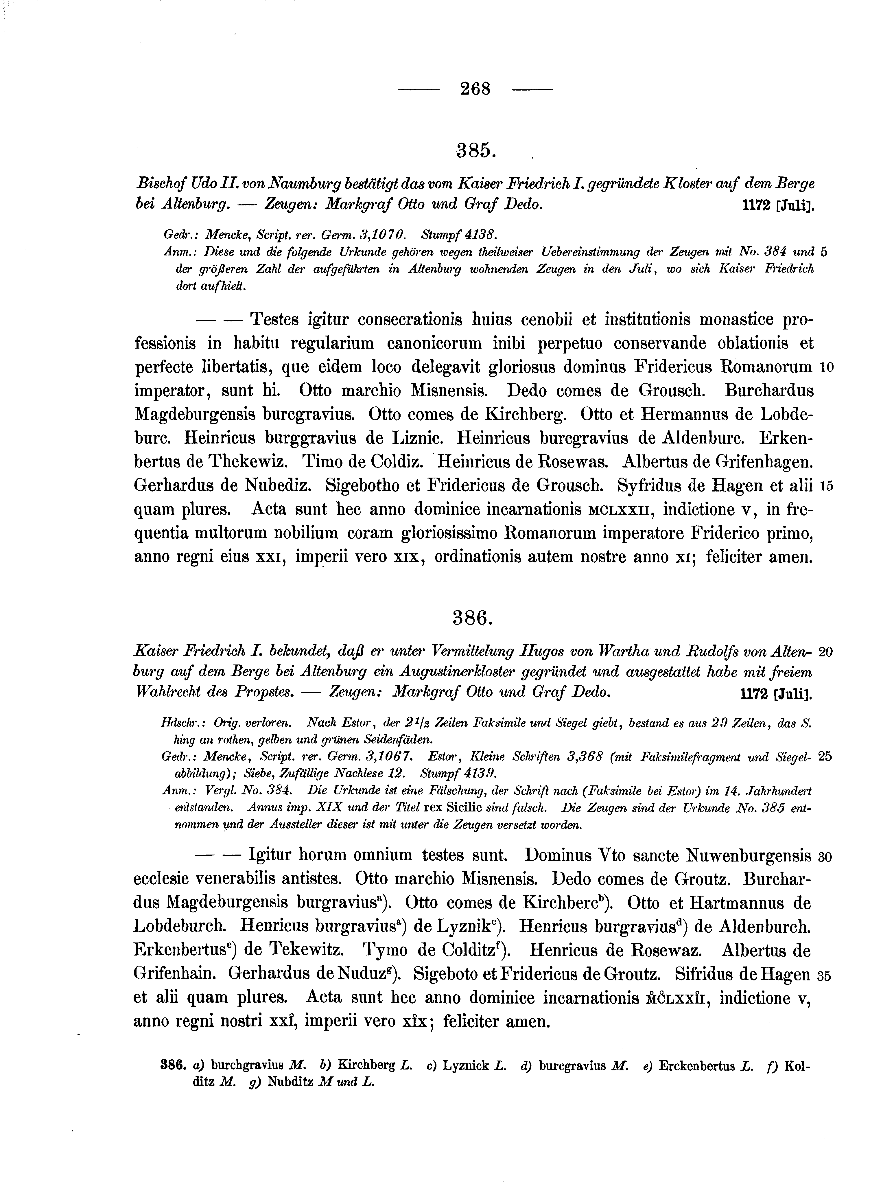 Historische Urkunde Seite 268 aus Band cds1a2