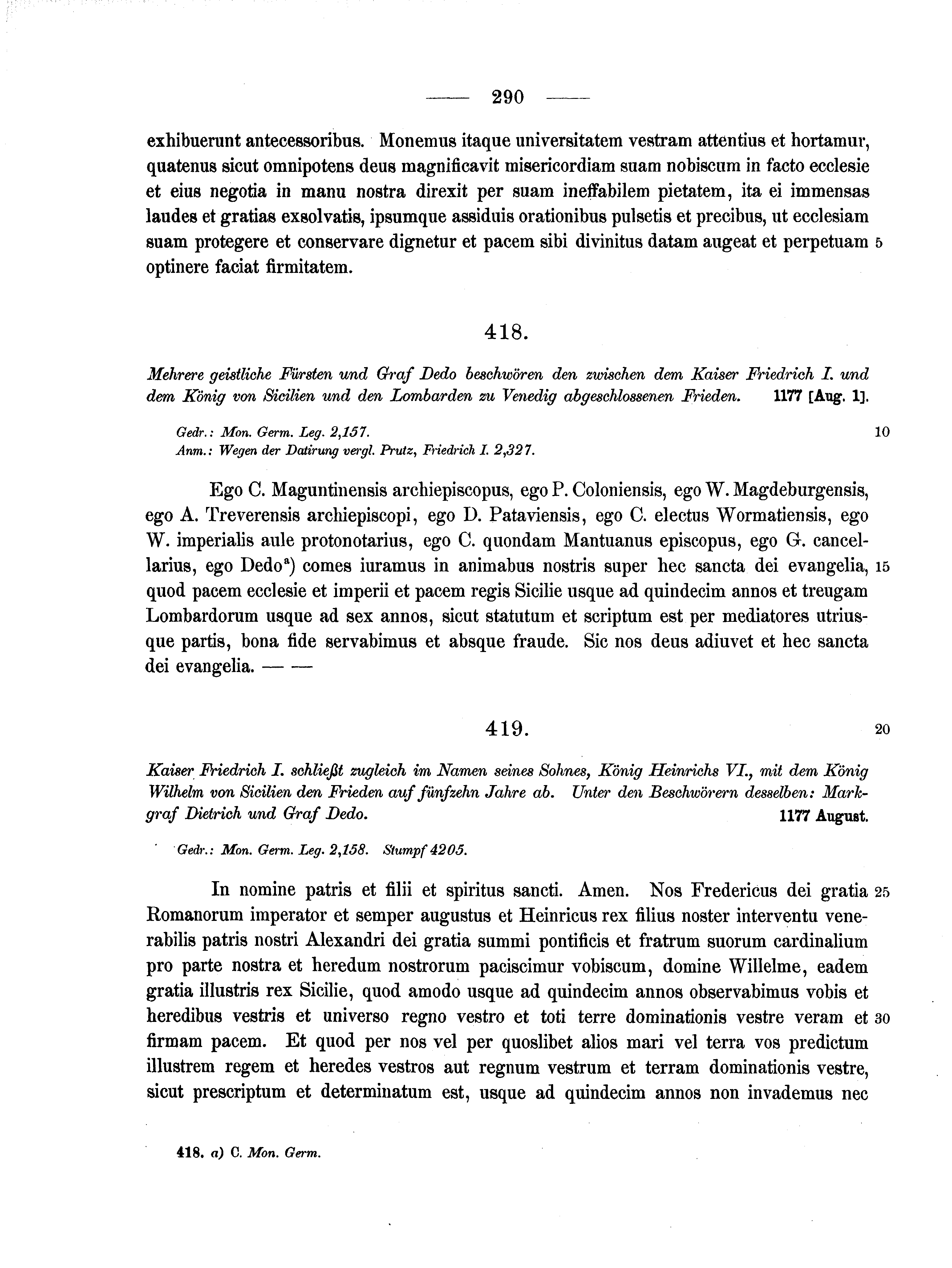 Historische Urkunde Seite 290 aus Band cds1a2