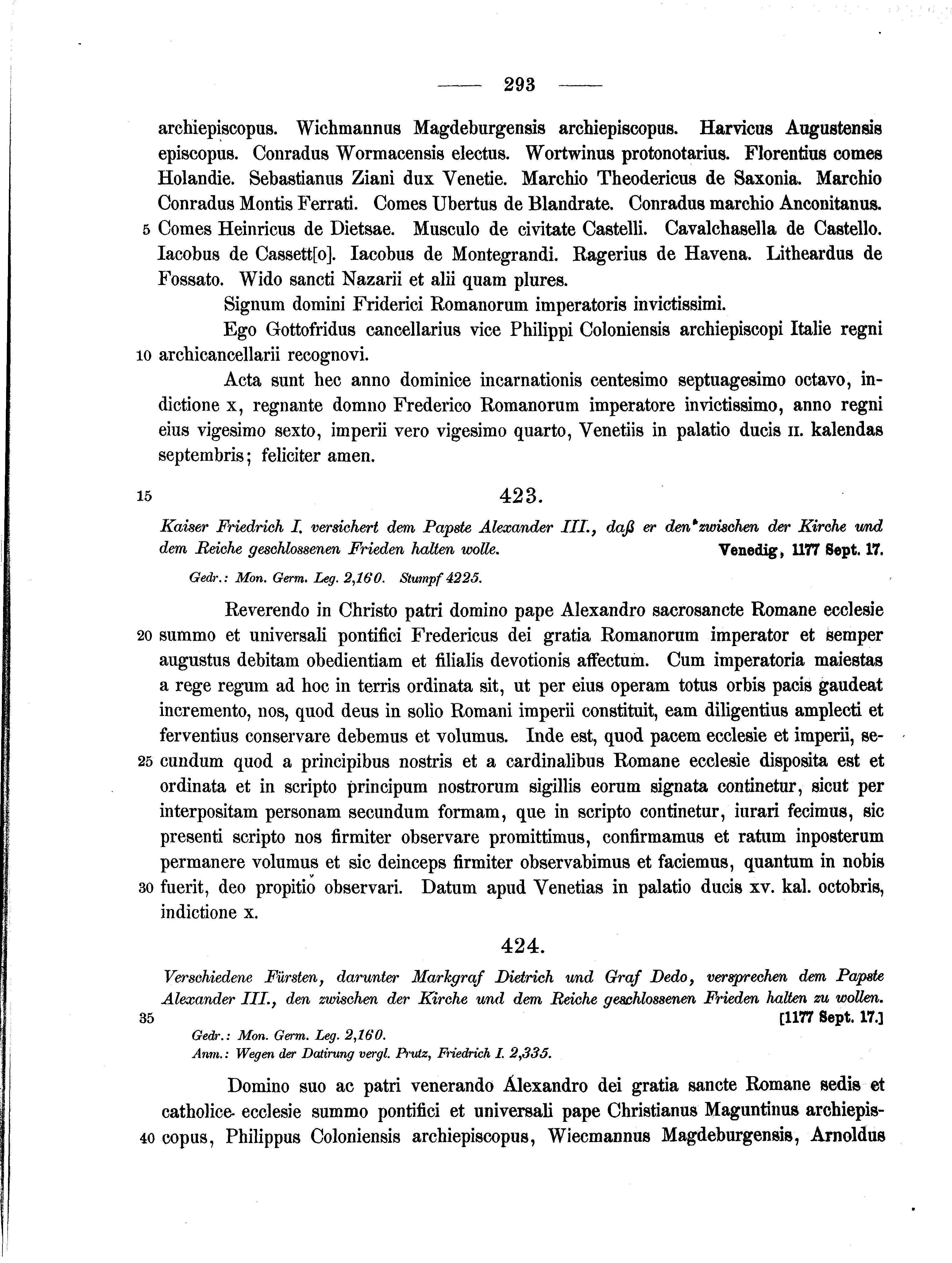 Historische Urkunde Seite 293 aus Band cds1a2