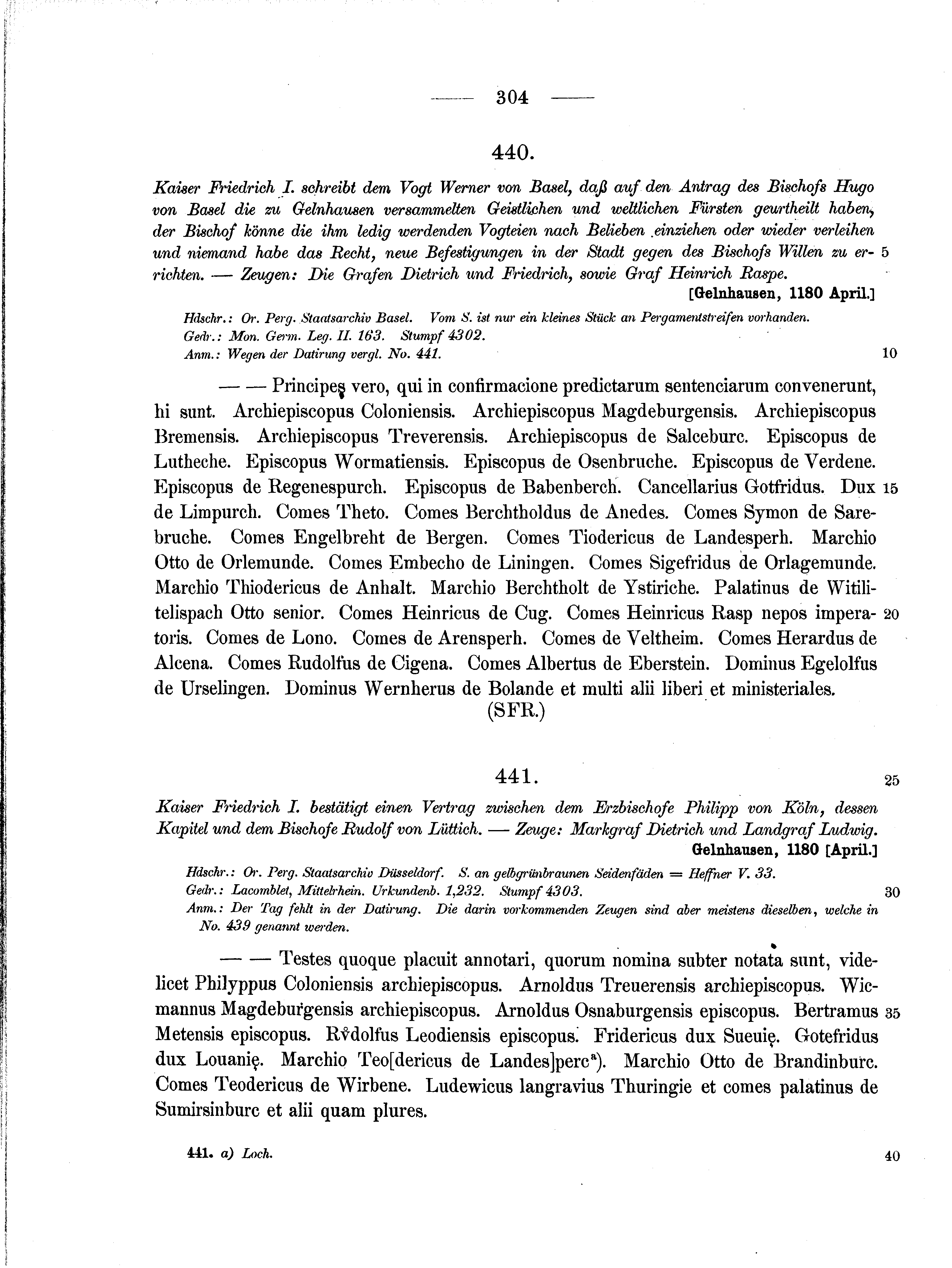 Historische Urkunde Seite 304 aus Band cds1a2