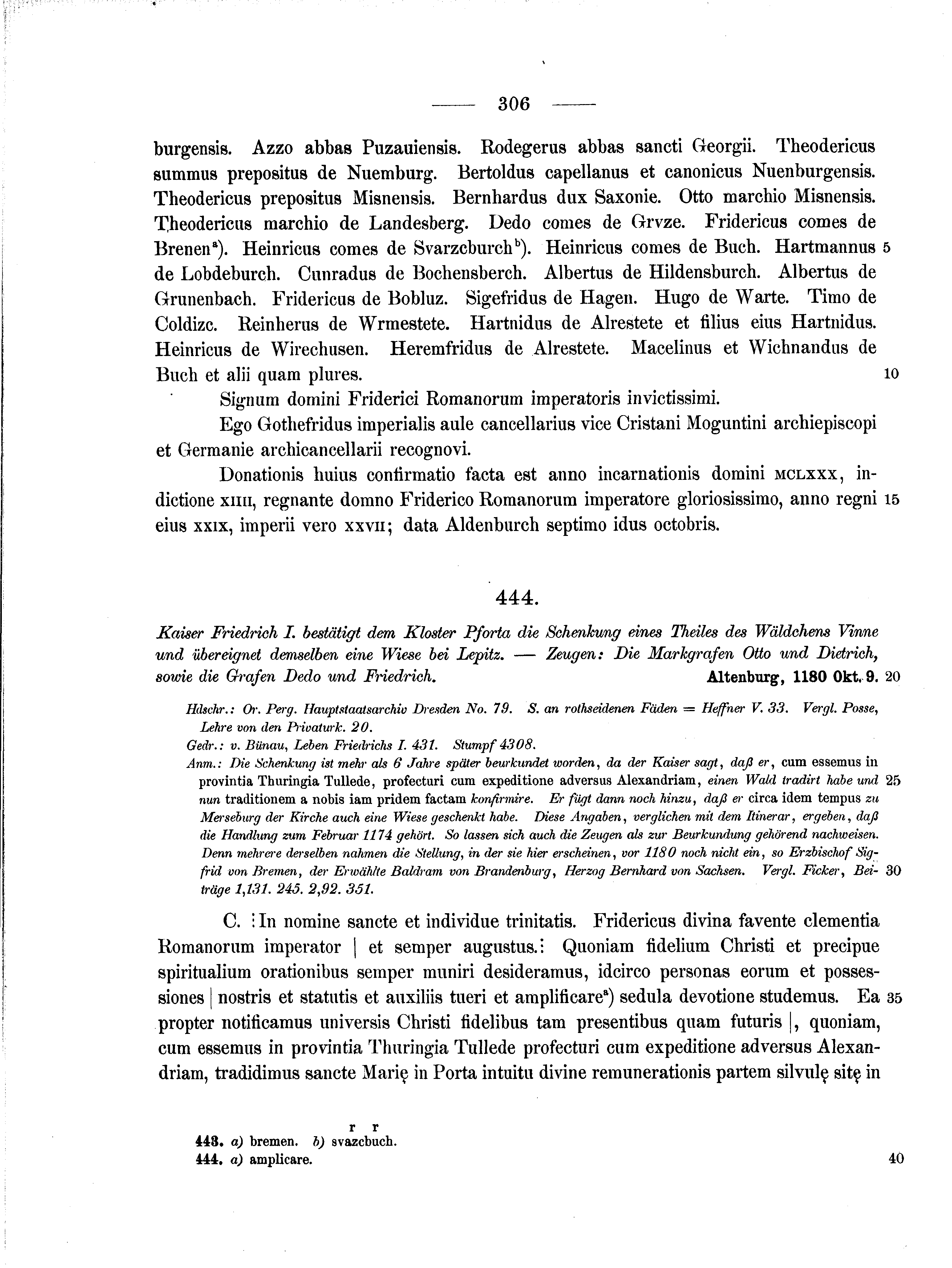 Historische Urkunde Seite 306 aus Band cds1a2