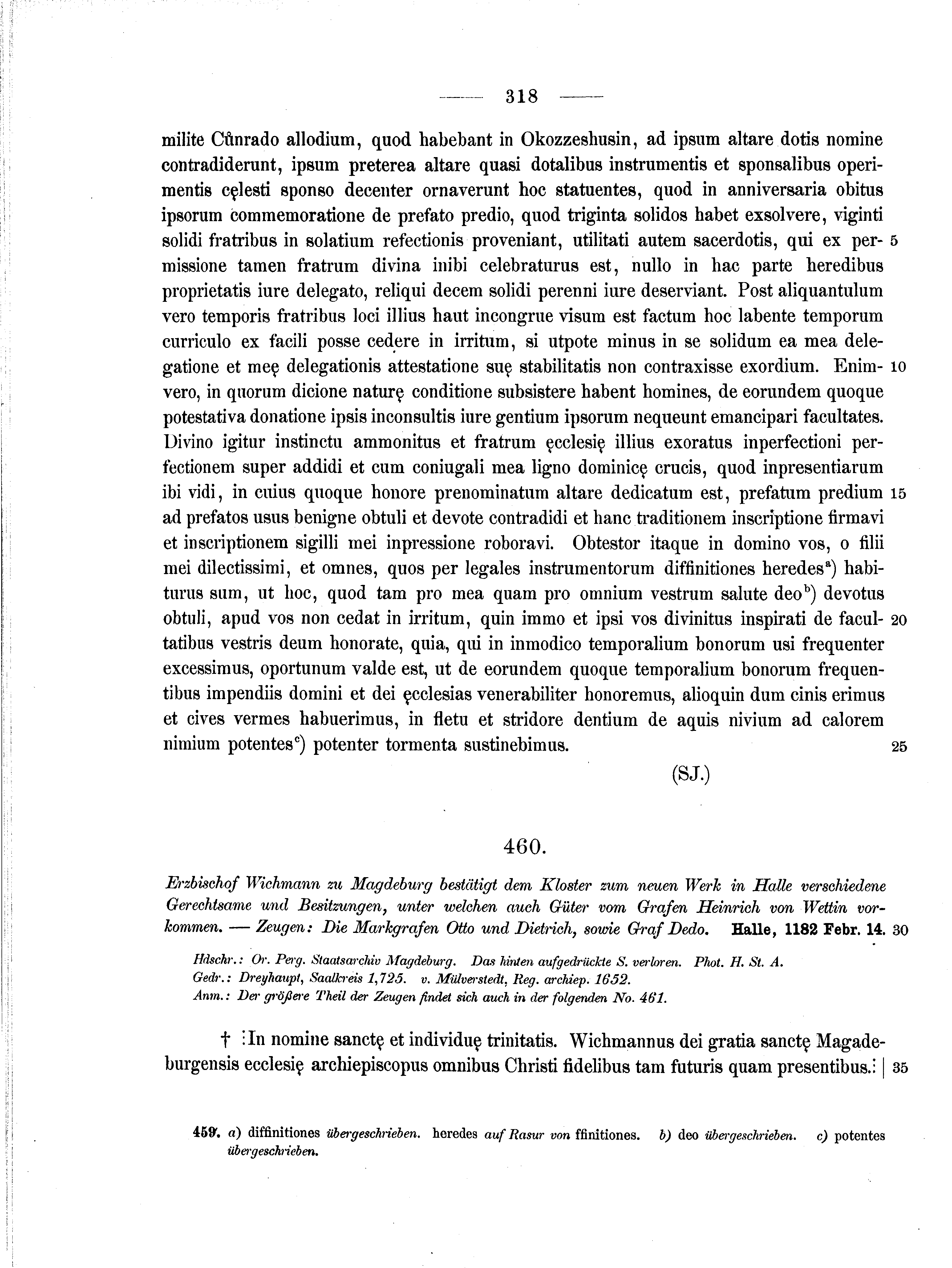 Historische Urkunde Seite 318 aus Band cds1a2