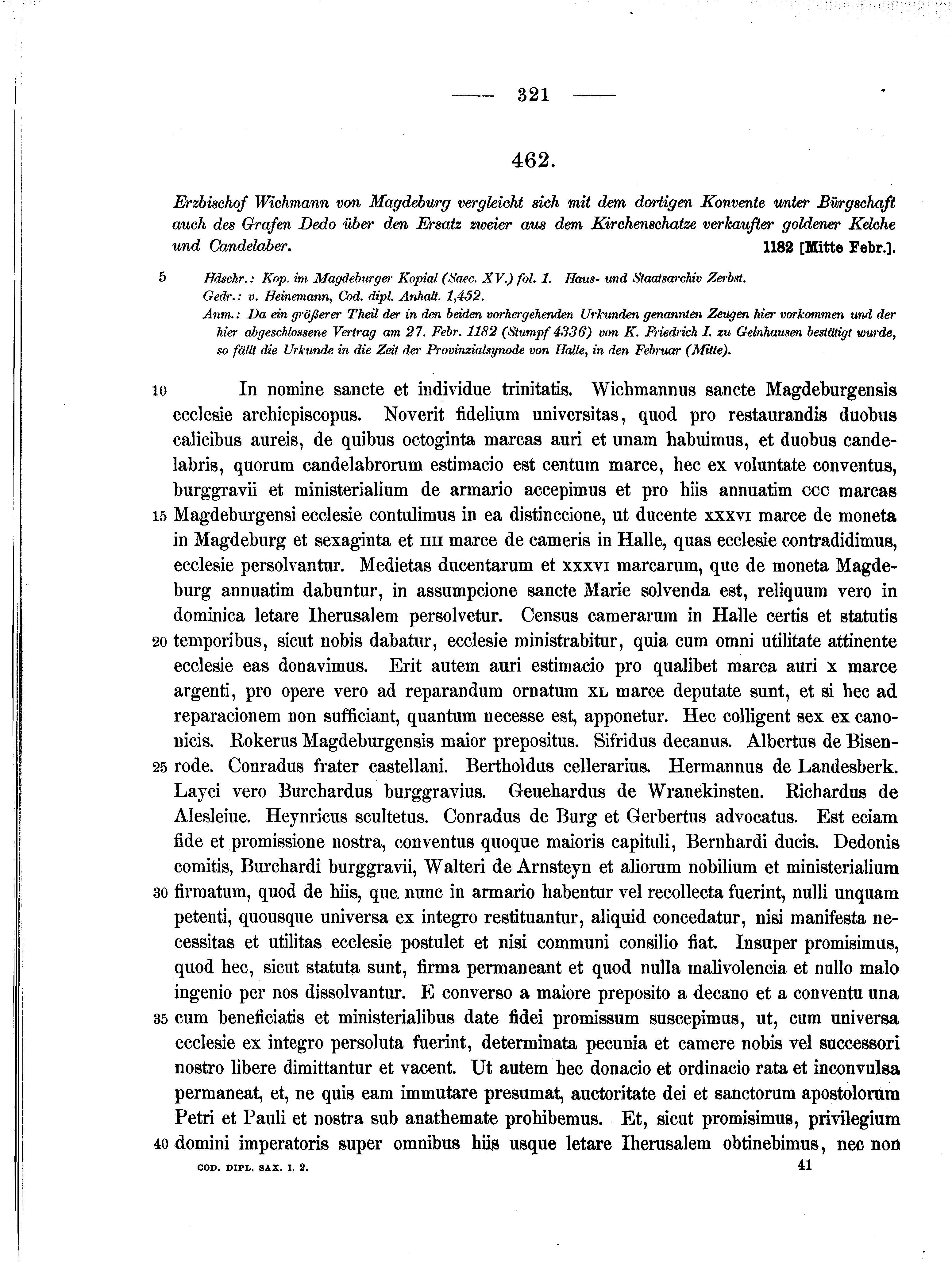 Historische Urkunde Seite 321 aus Band cds1a2