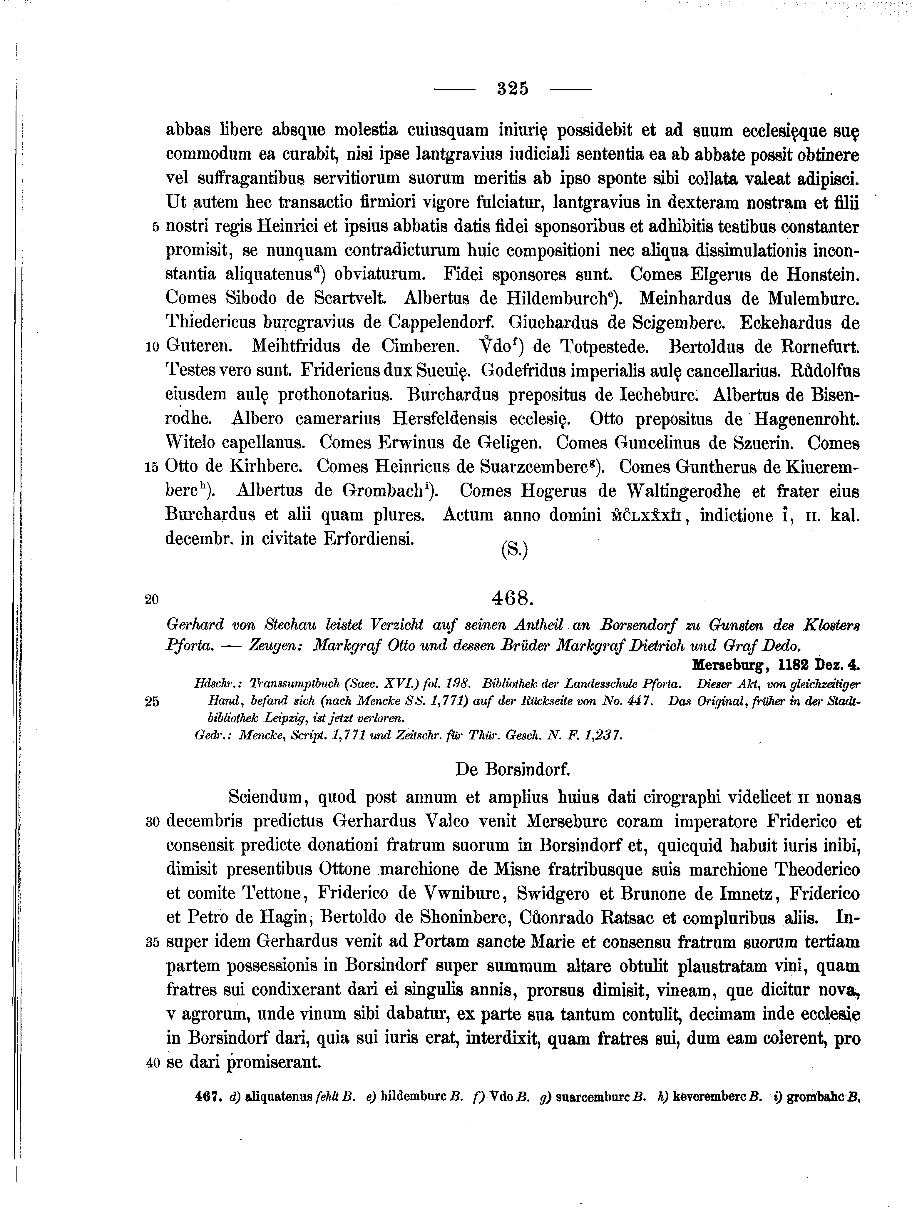 Historische Urkunde Seite 325 aus Band cds1a2