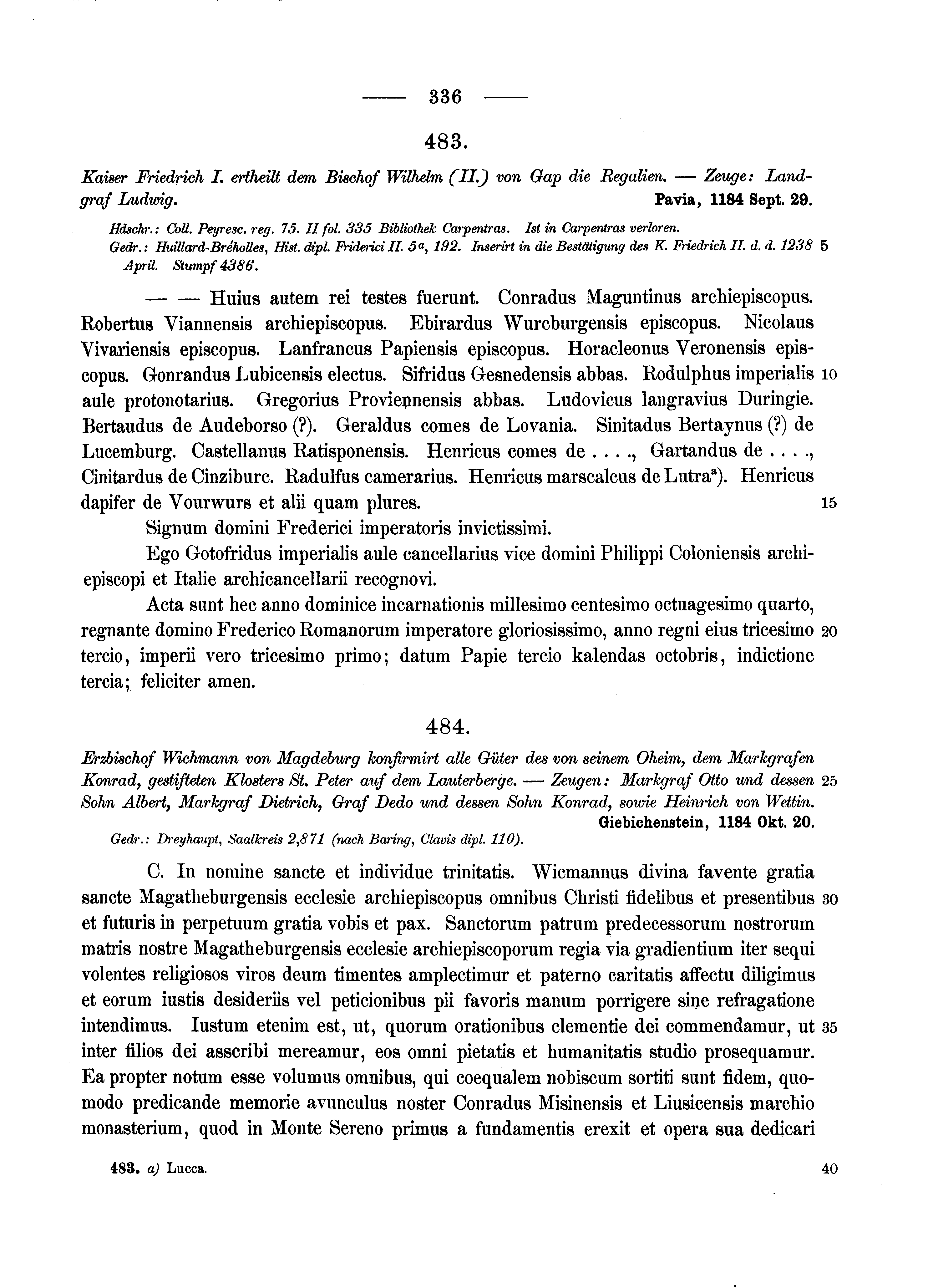 Historische Urkunde Seite 336 aus Band cds1a2