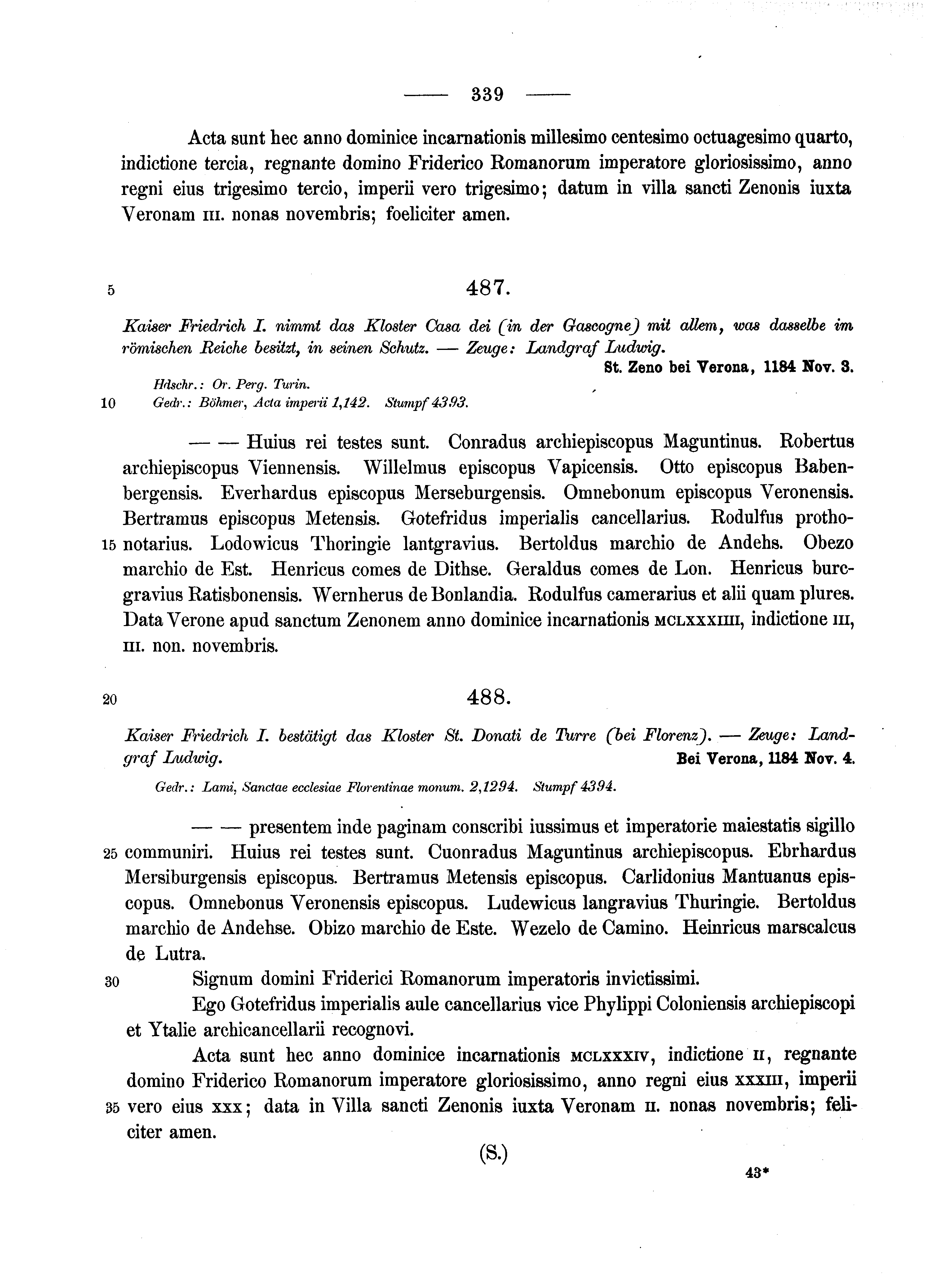 Historische Urkunde Seite 339 aus Band cds1a2