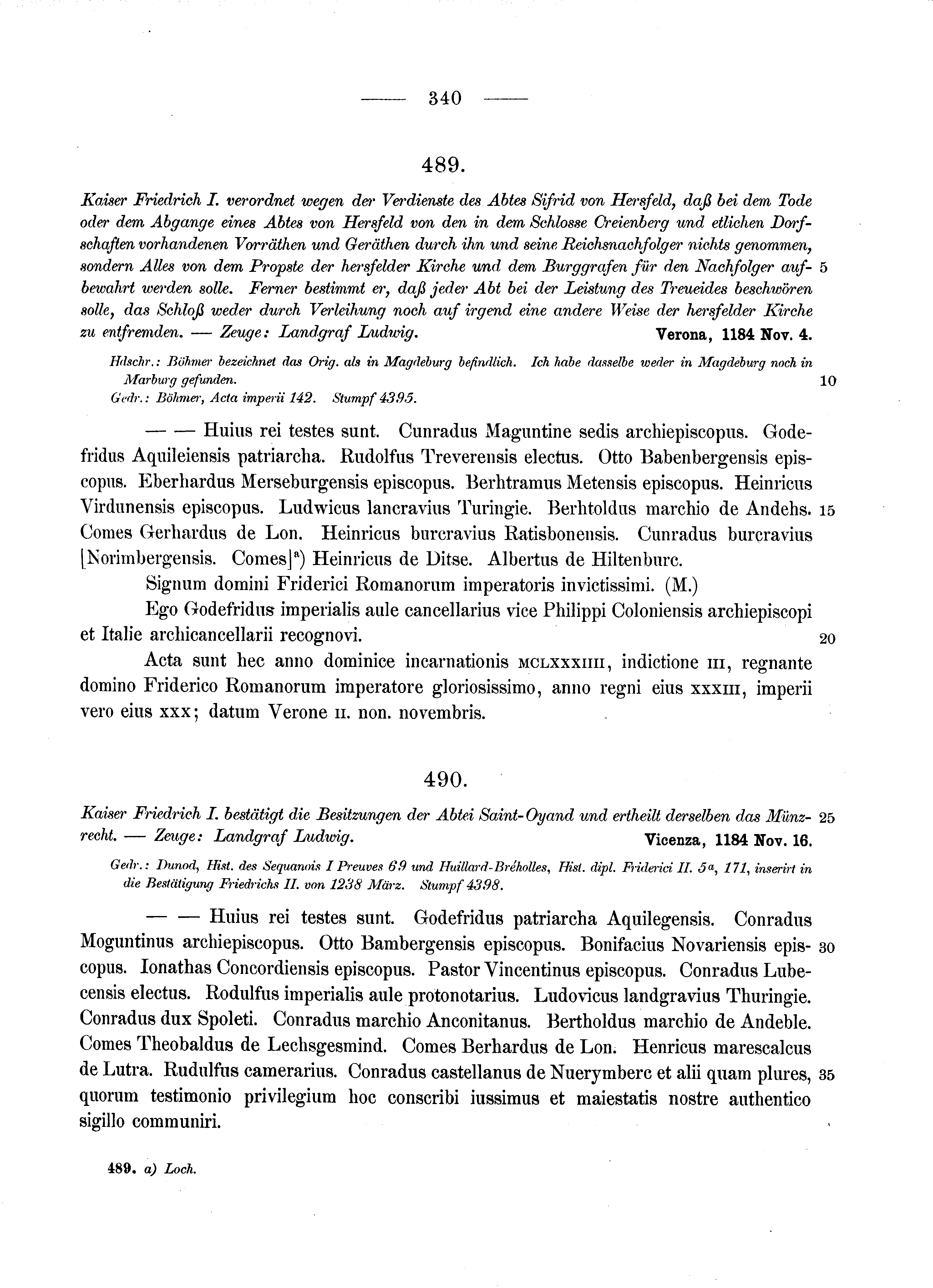 Historische Urkunde Seite 340 aus Band cds1a2