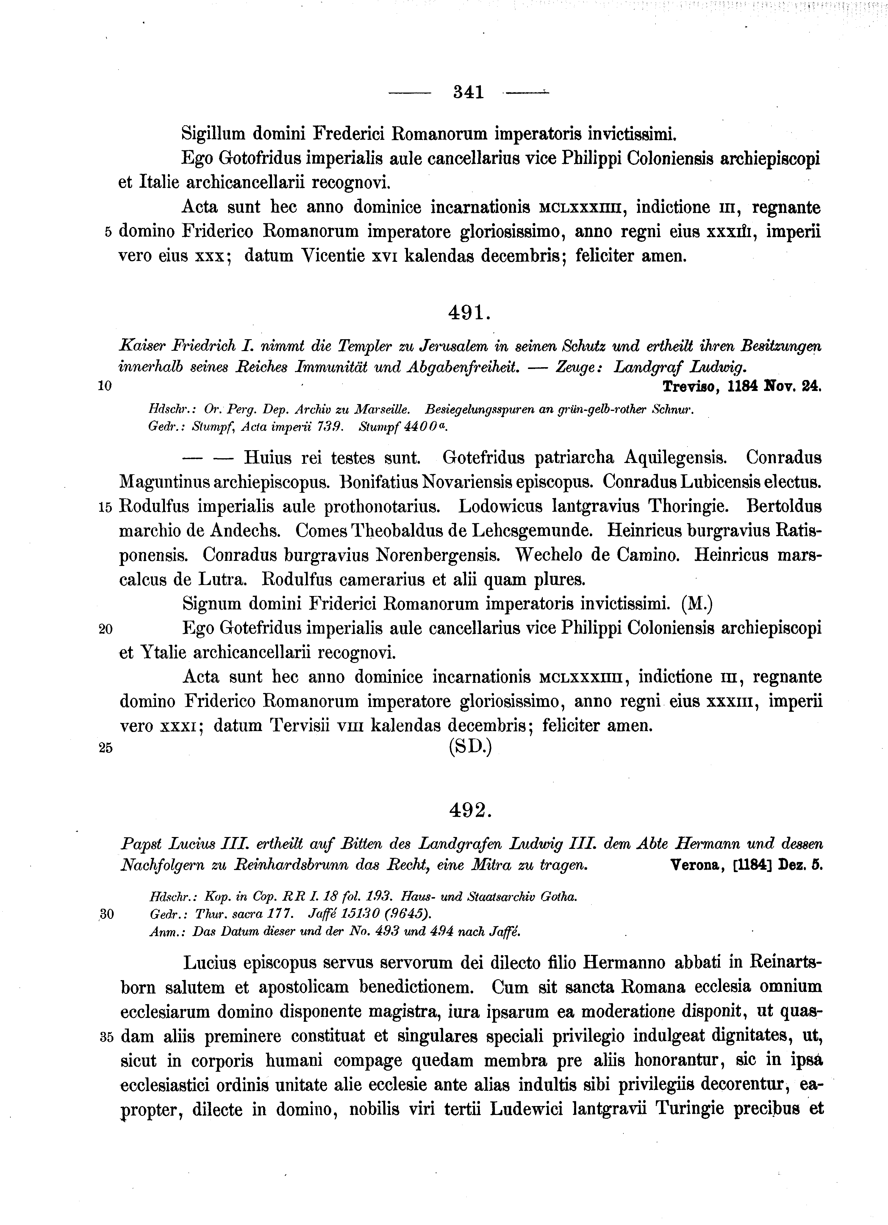 Historische Urkunde Seite 341 aus Band cds1a2