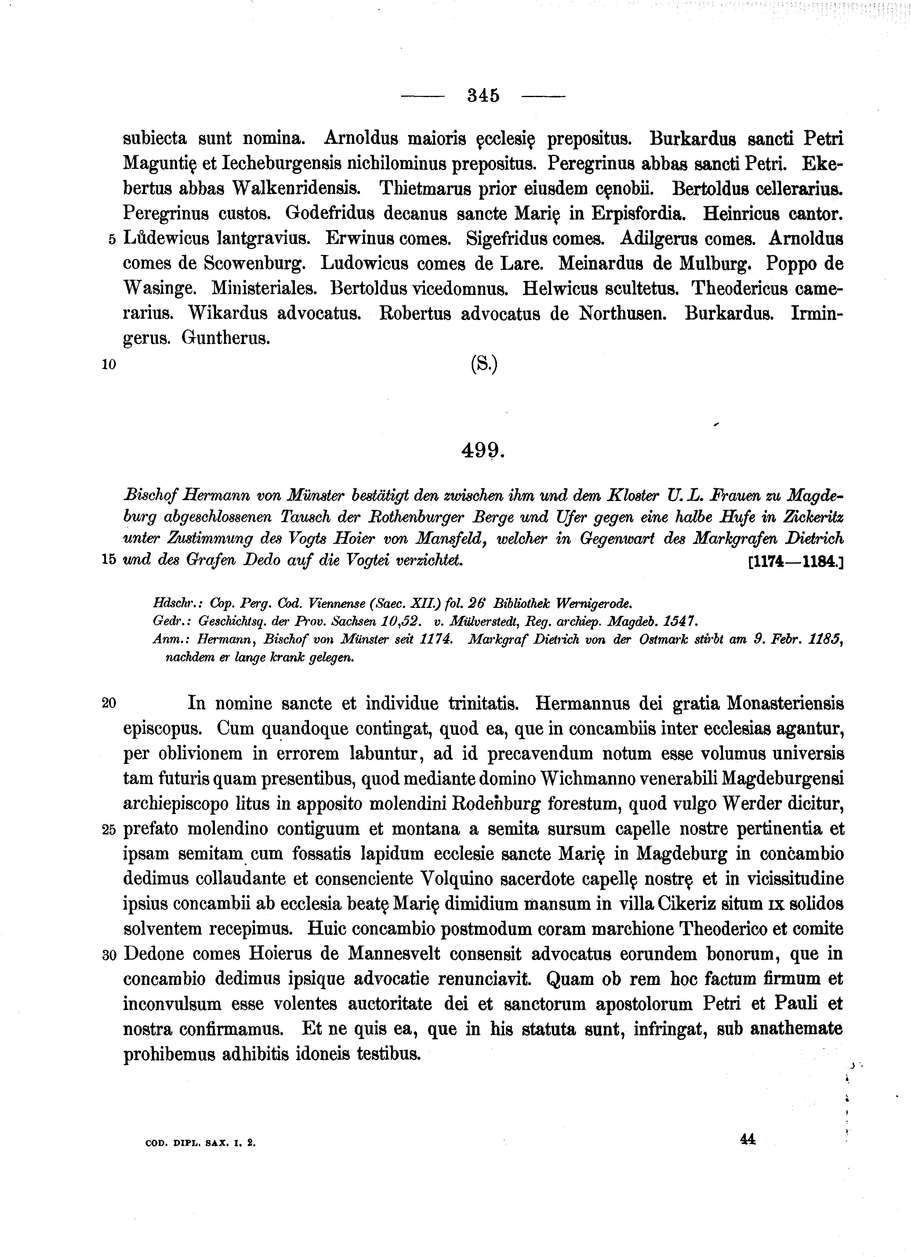 Historische Urkunde Seite 345 aus Band cds1a2