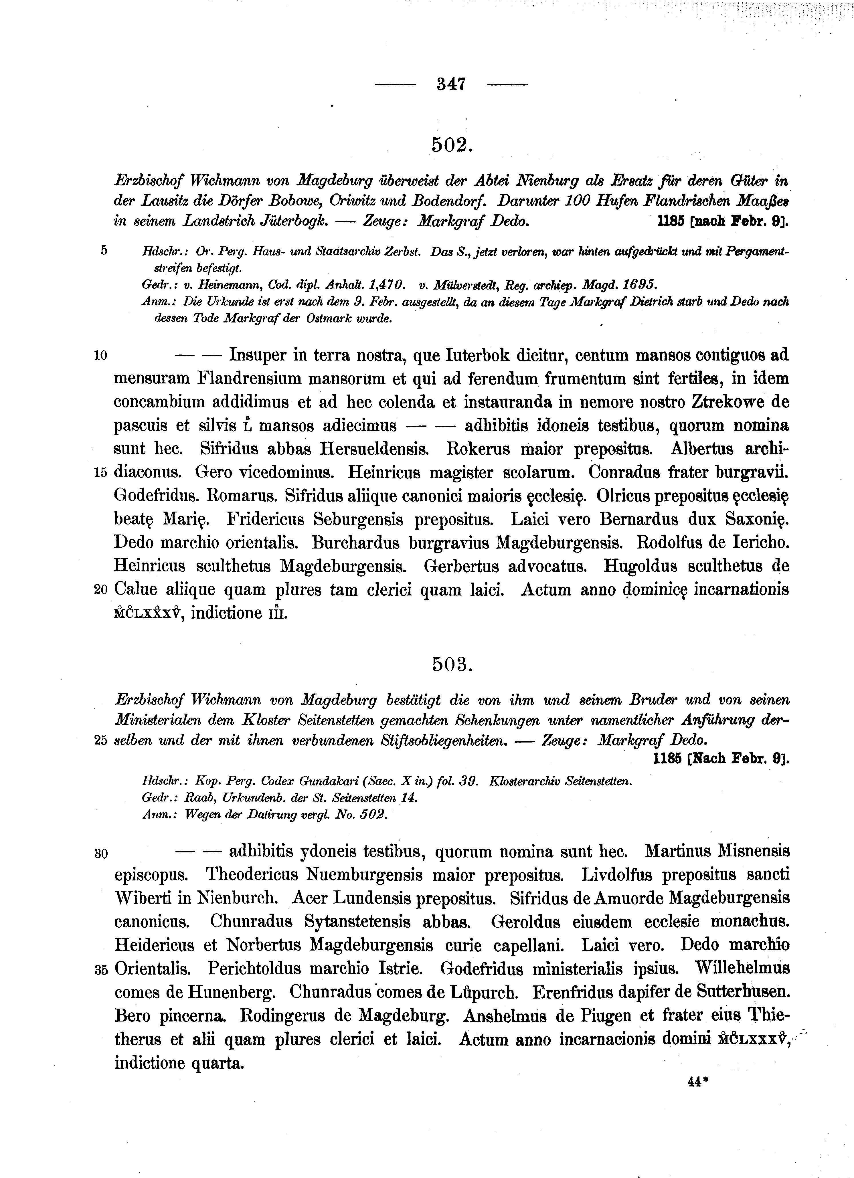Historische Urkunde Seite 347 aus Band cds1a2