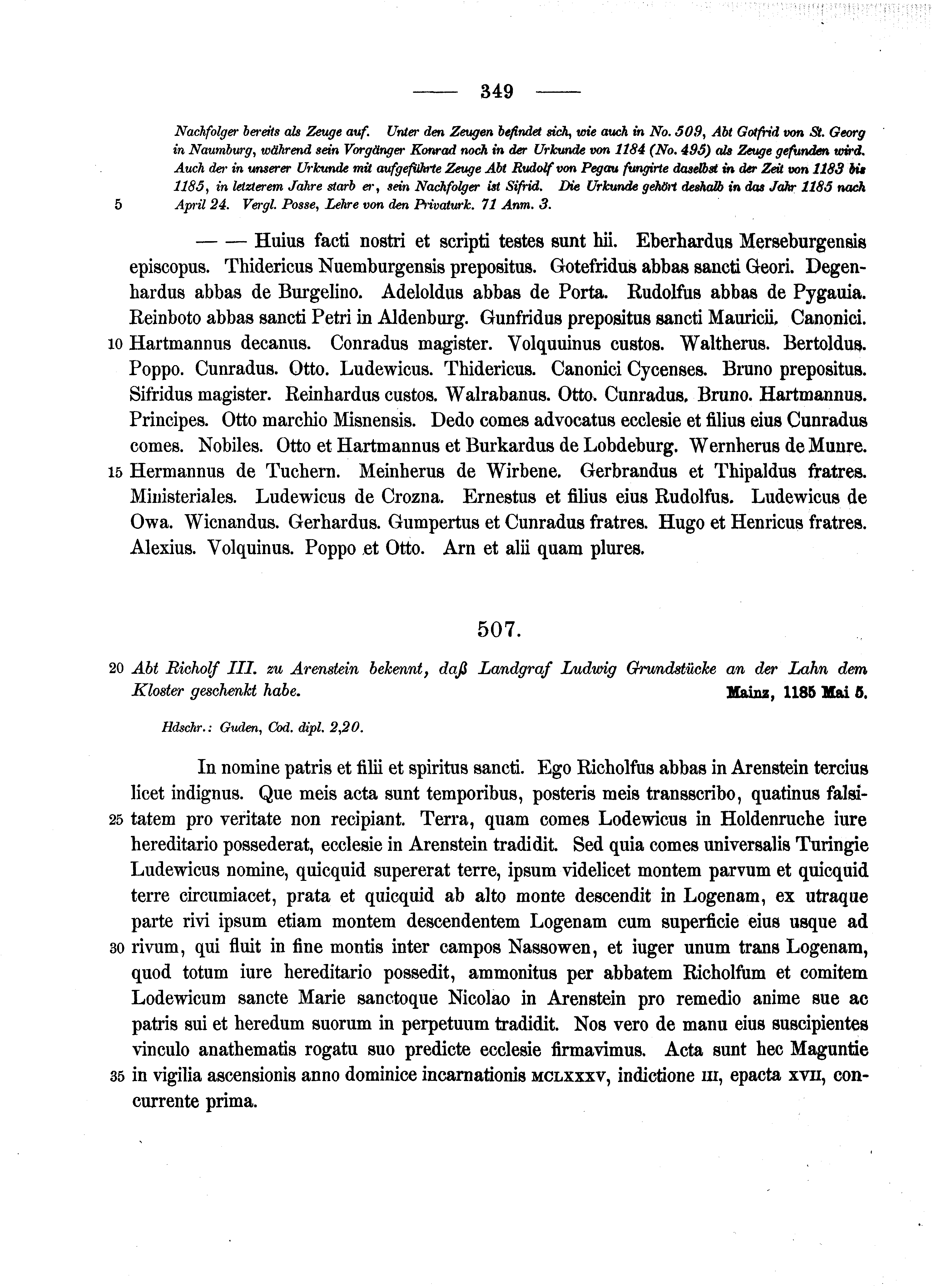 Historische Urkunde Seite 349 aus Band cds1a2