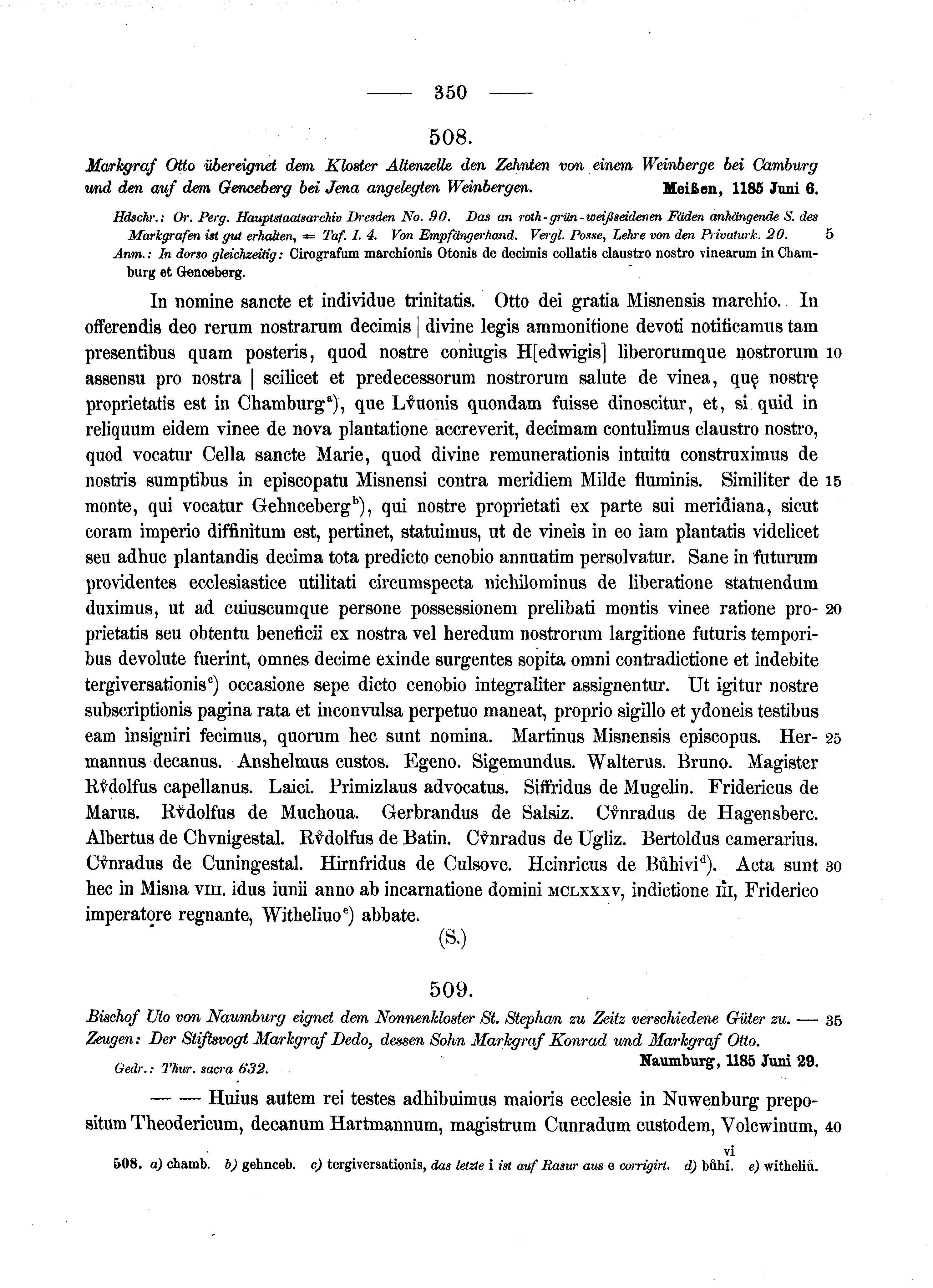 Historische Urkunde Seite 350 aus Band cds1a2