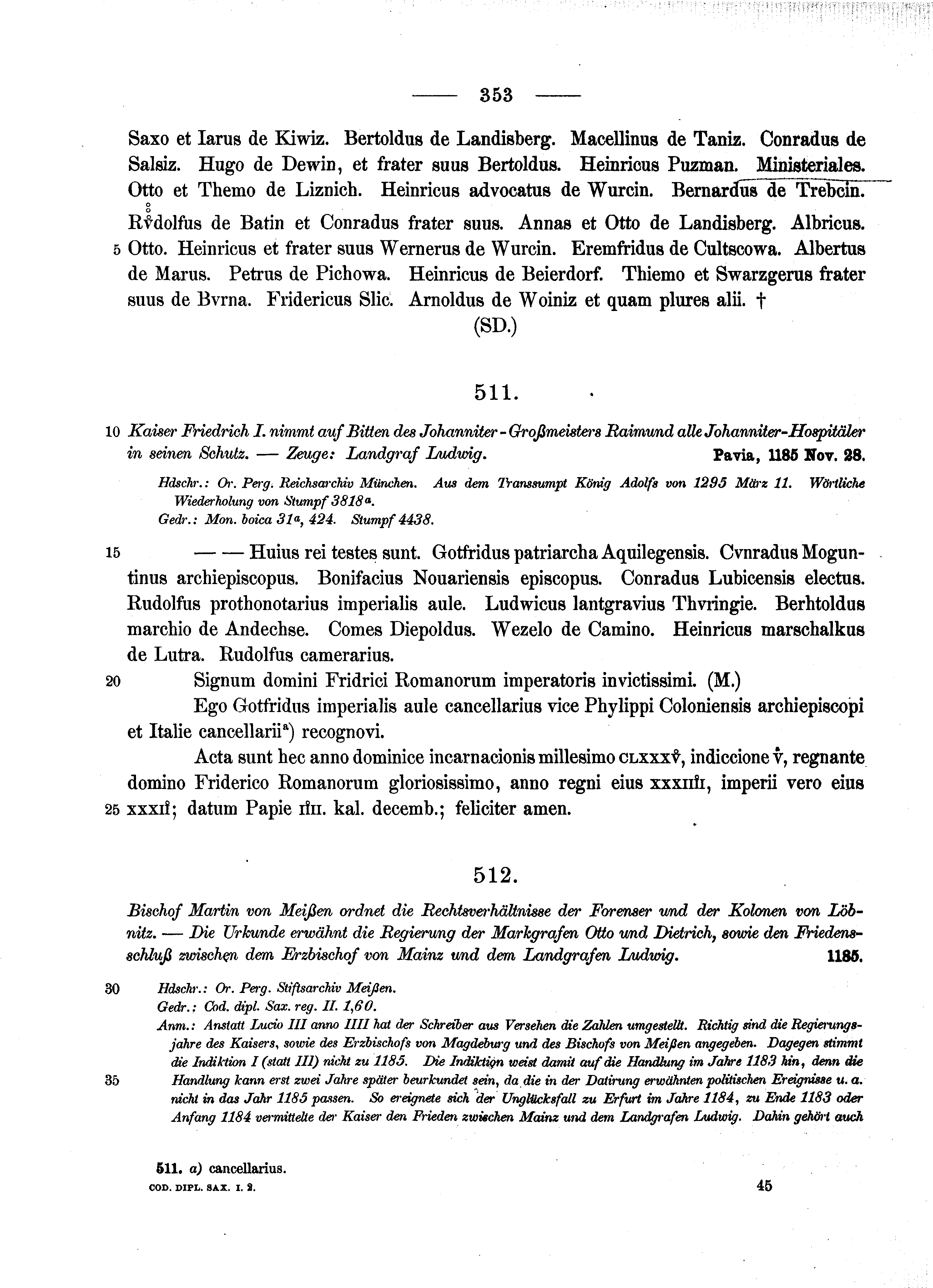Historische Urkunde Seite 353 aus Band cds1a2