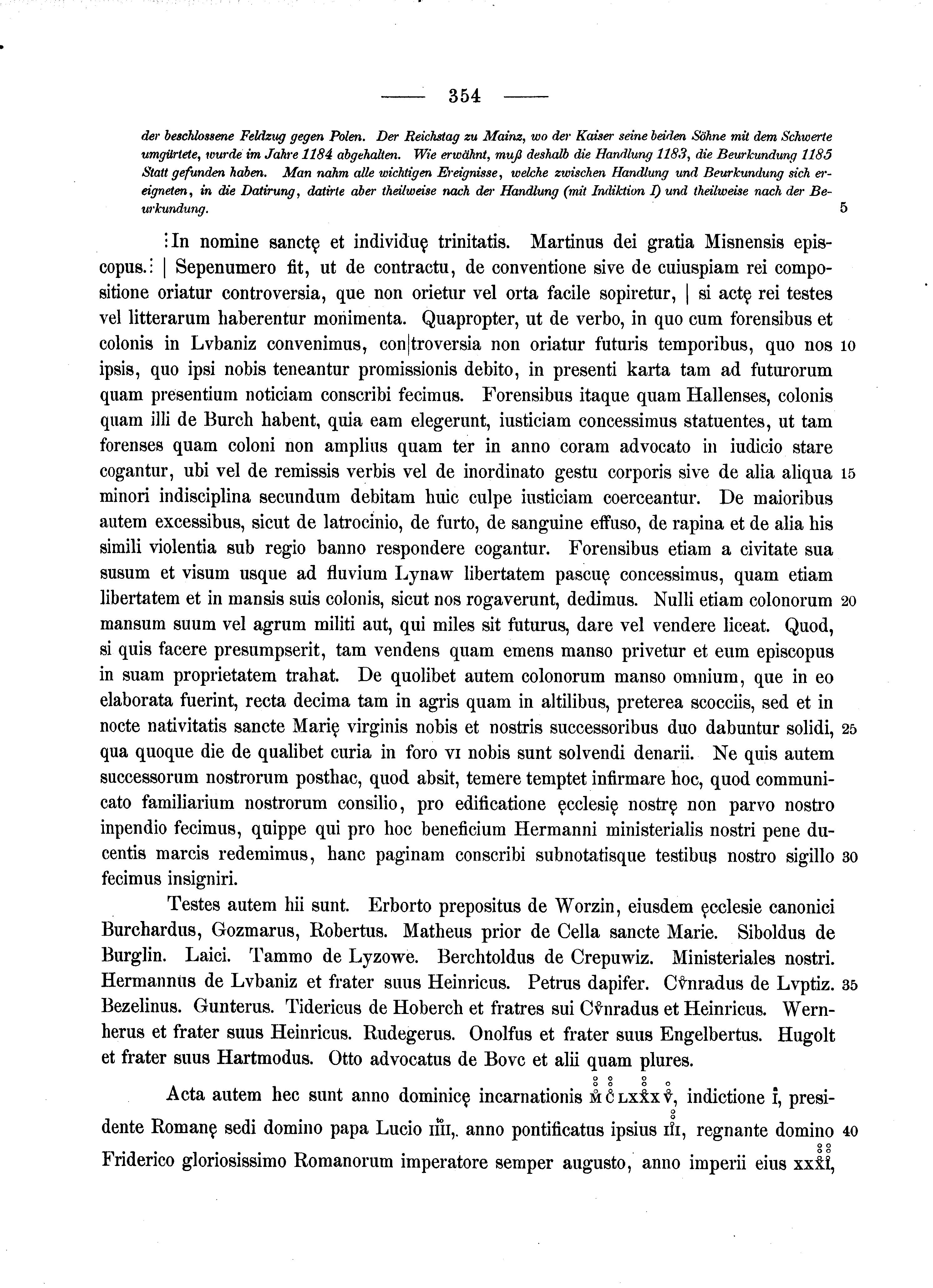 Historische Urkunde Seite 354 aus Band cds1a2