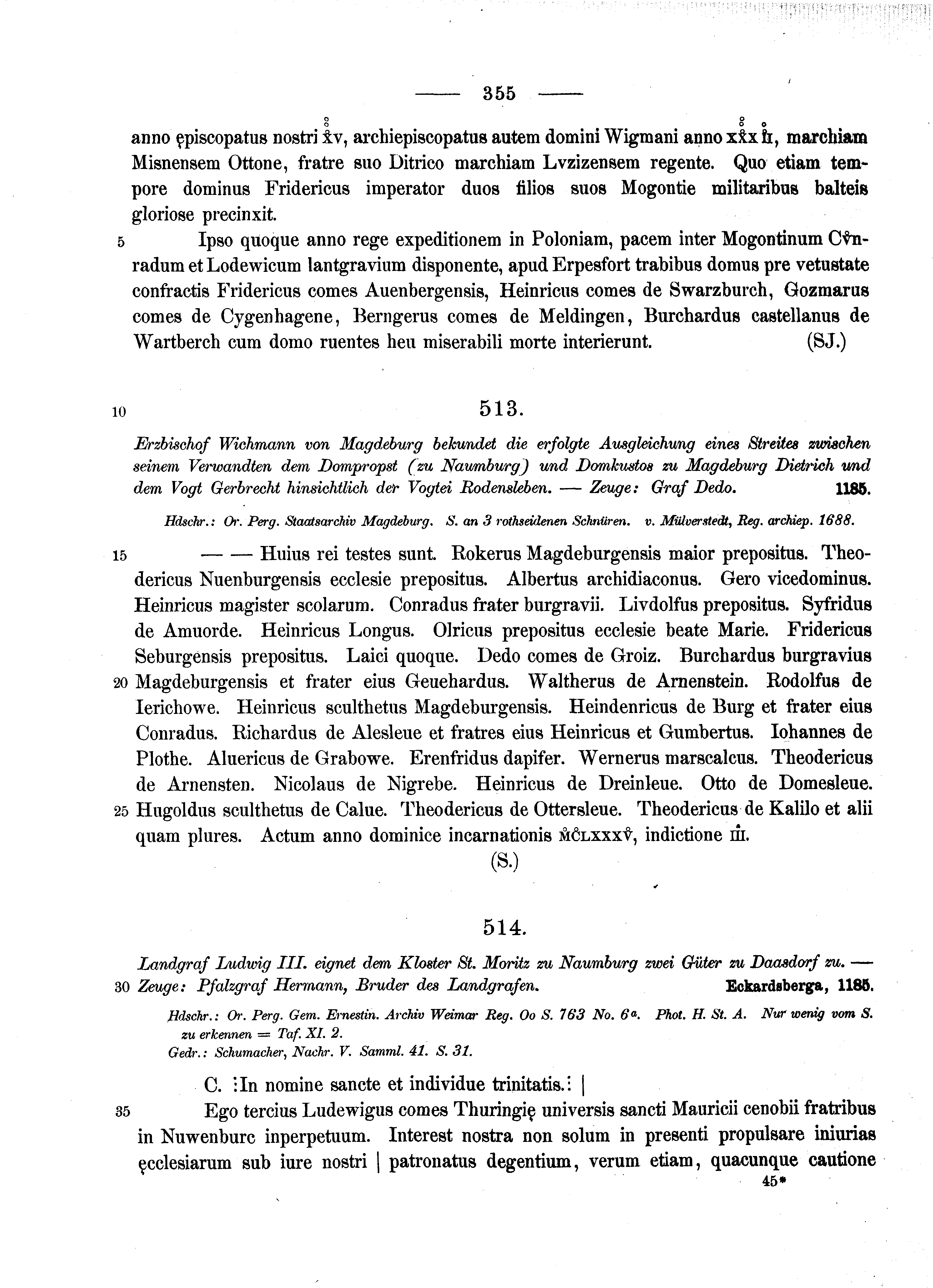 Historische Urkunde Seite 355 aus Band cds1a2
