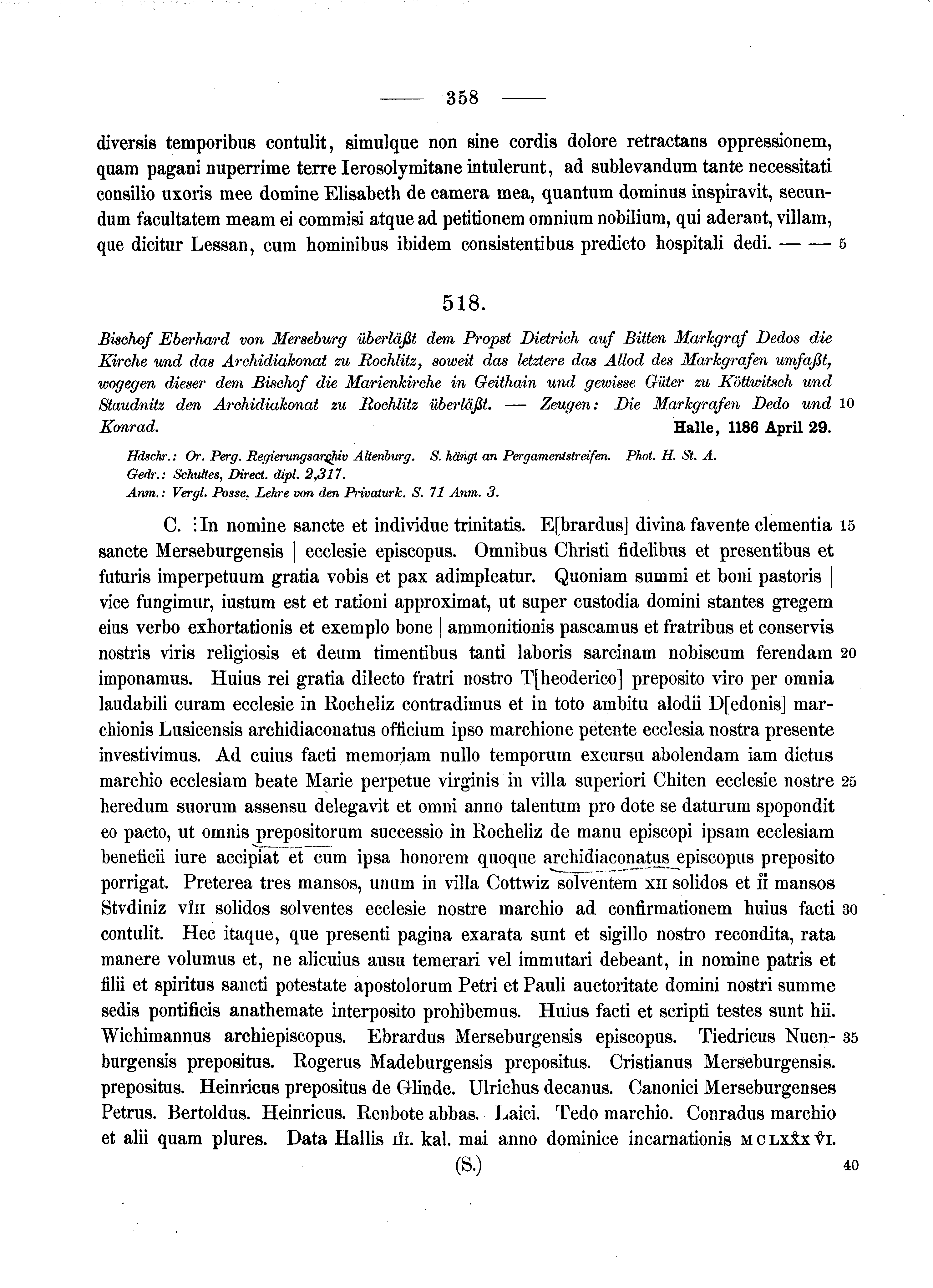 Historische Urkunde Seite 358 aus Band cds1a2