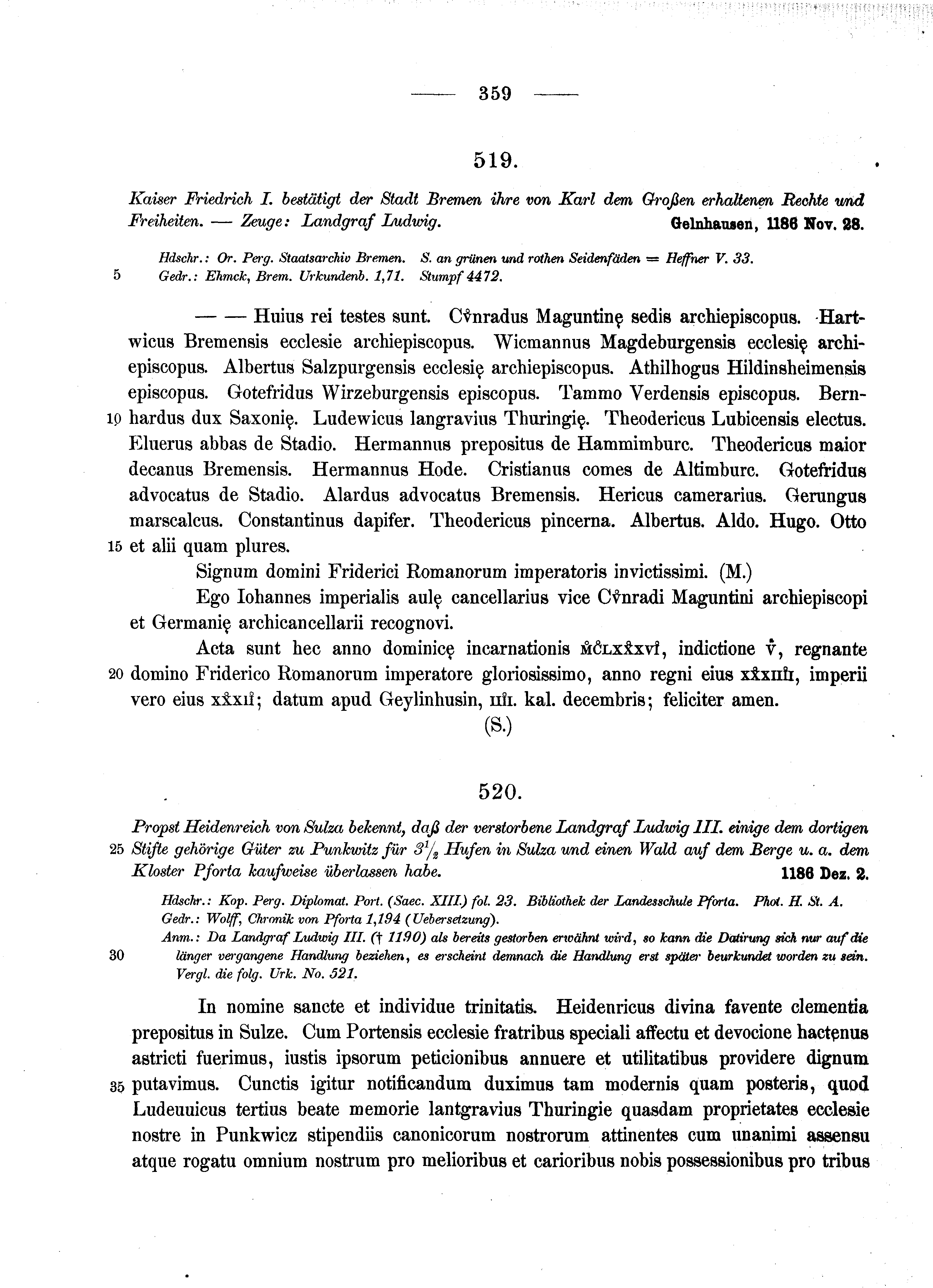 Historische Urkunde Seite 359 aus Band cds1a2