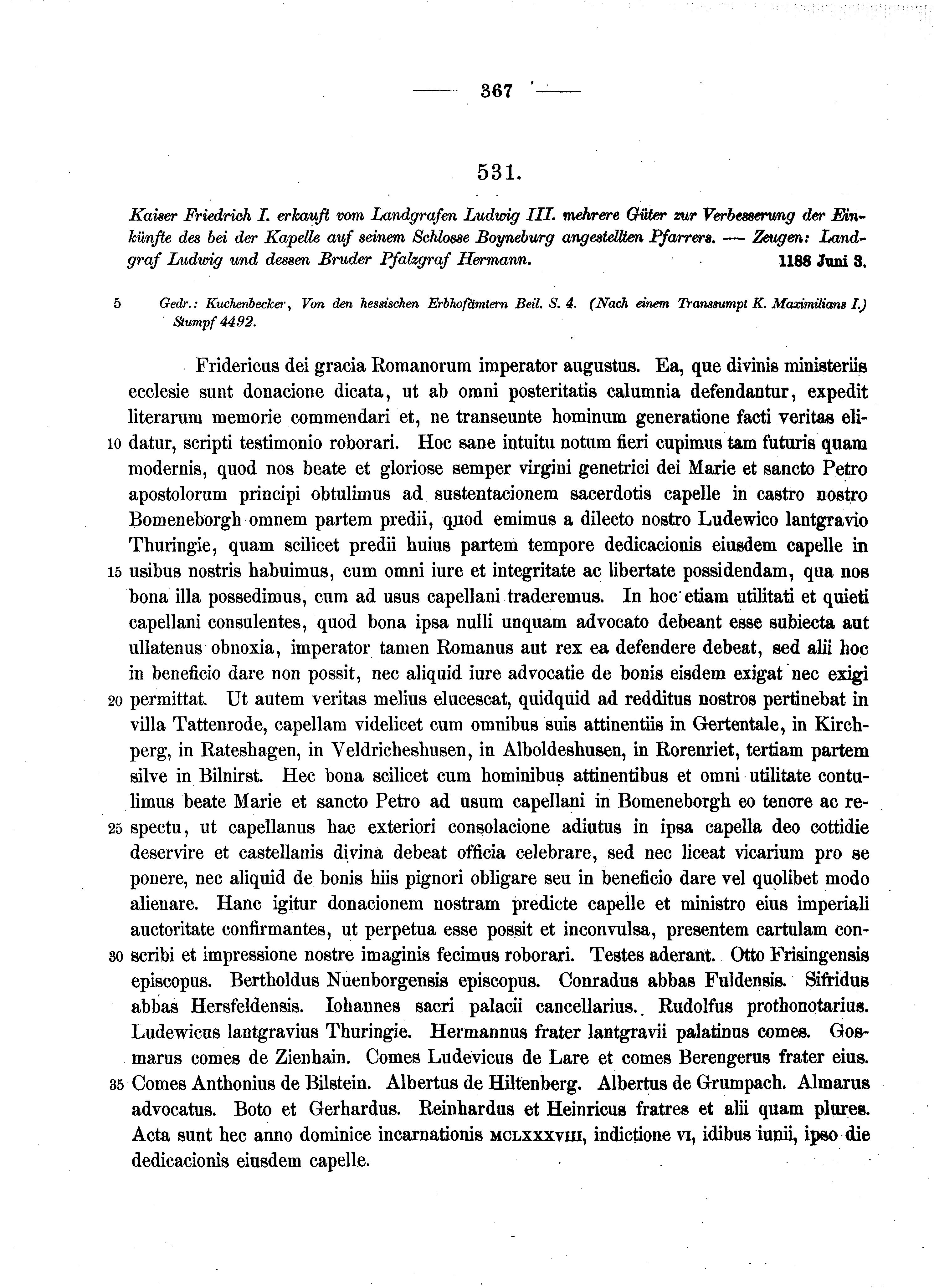 Historische Urkunde Seite 367 aus Band cds1a2