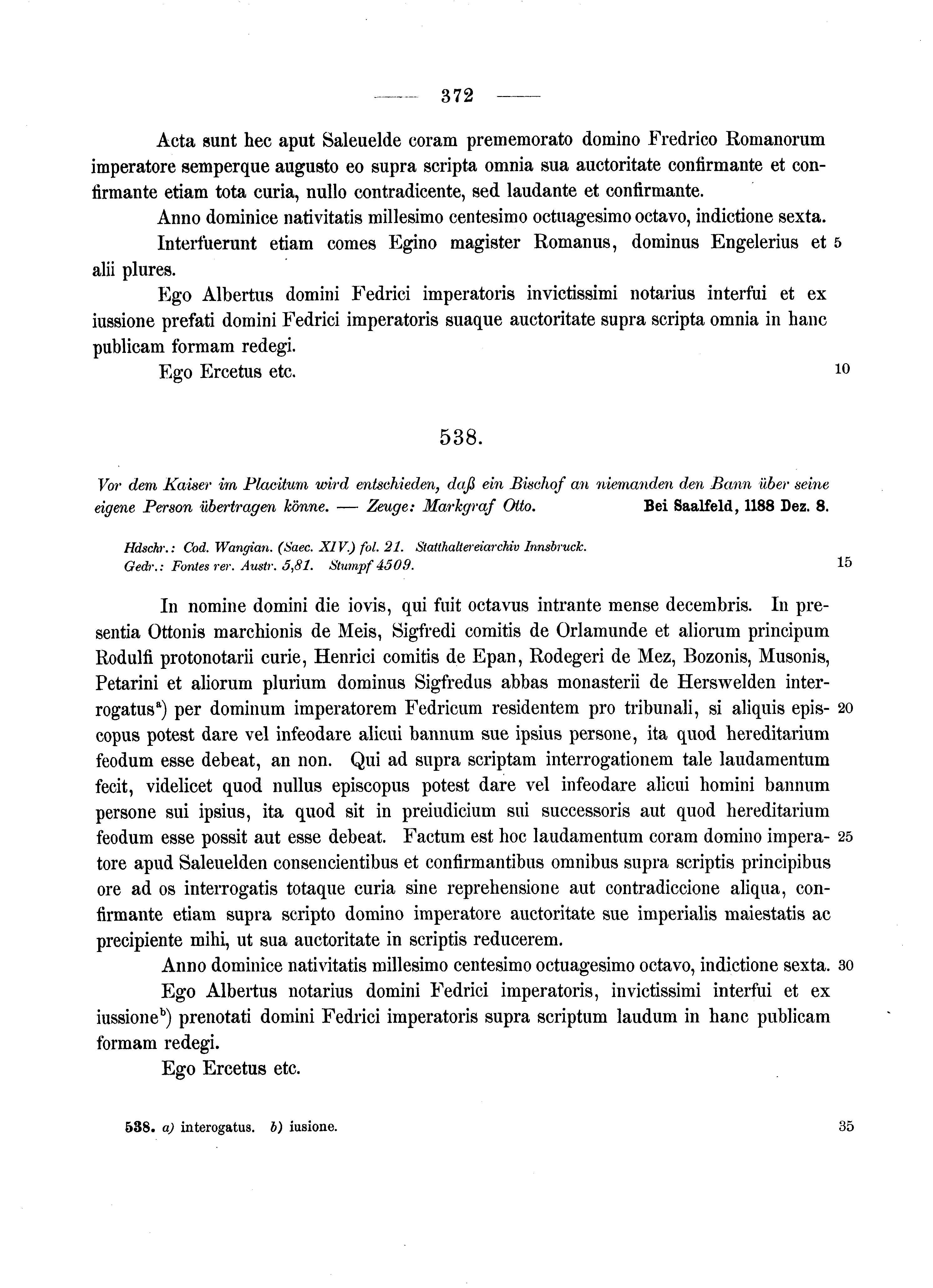 Historische Urkunde Seite 372 aus Band cds1a2