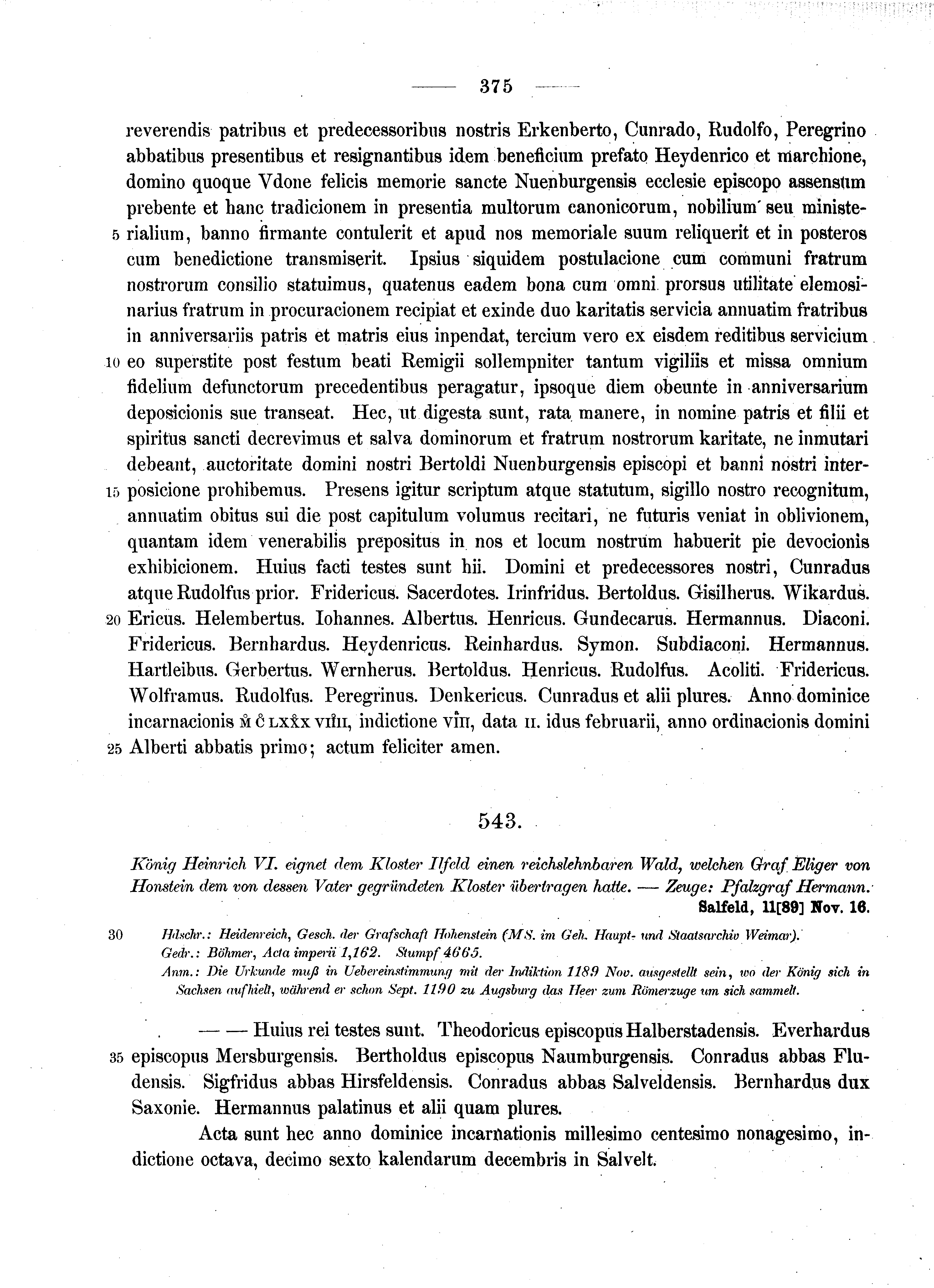 Historische Urkunde Seite 375 aus Band cds1a2