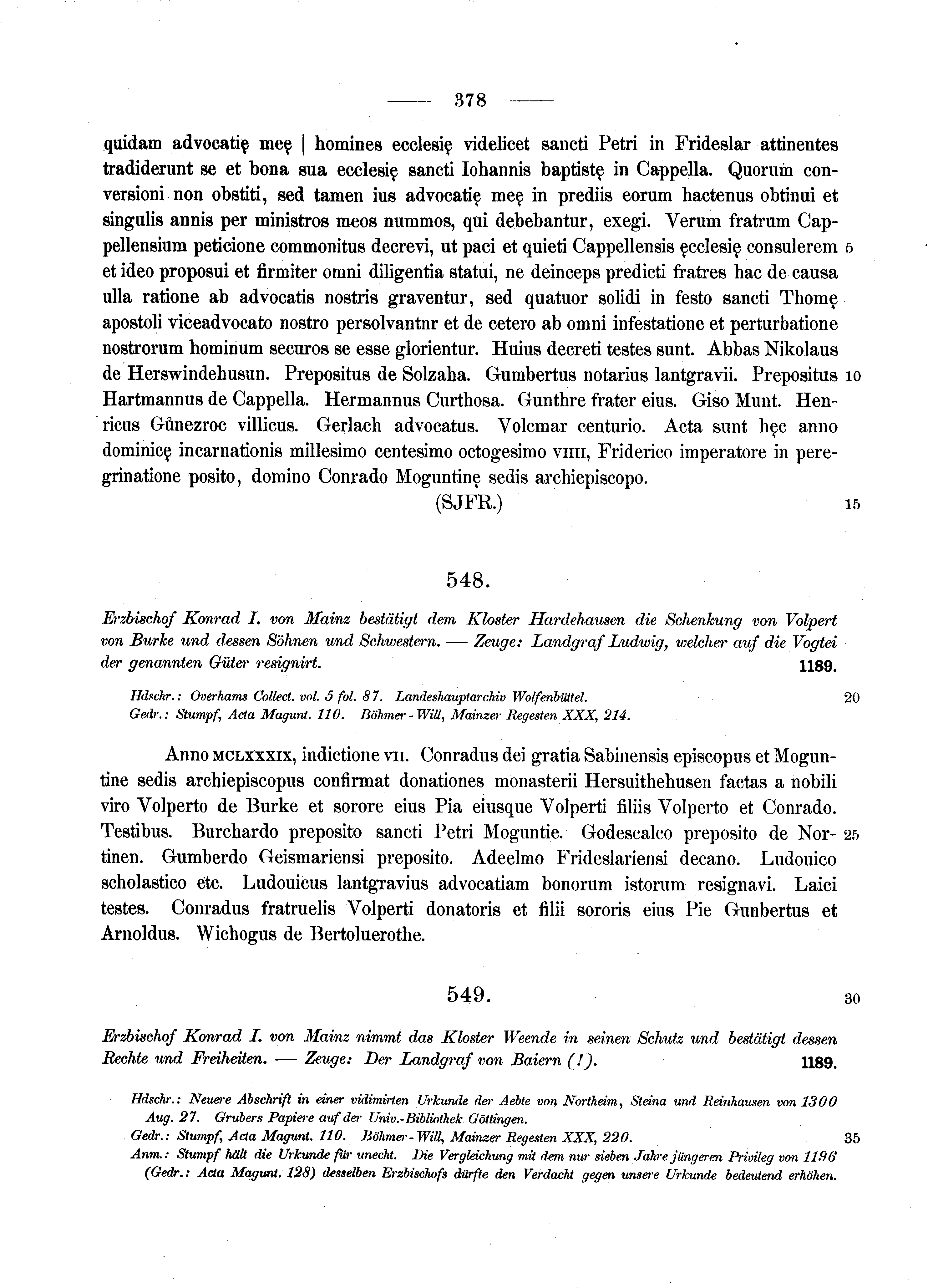 Historische Urkunde Seite 378 aus Band cds1a2