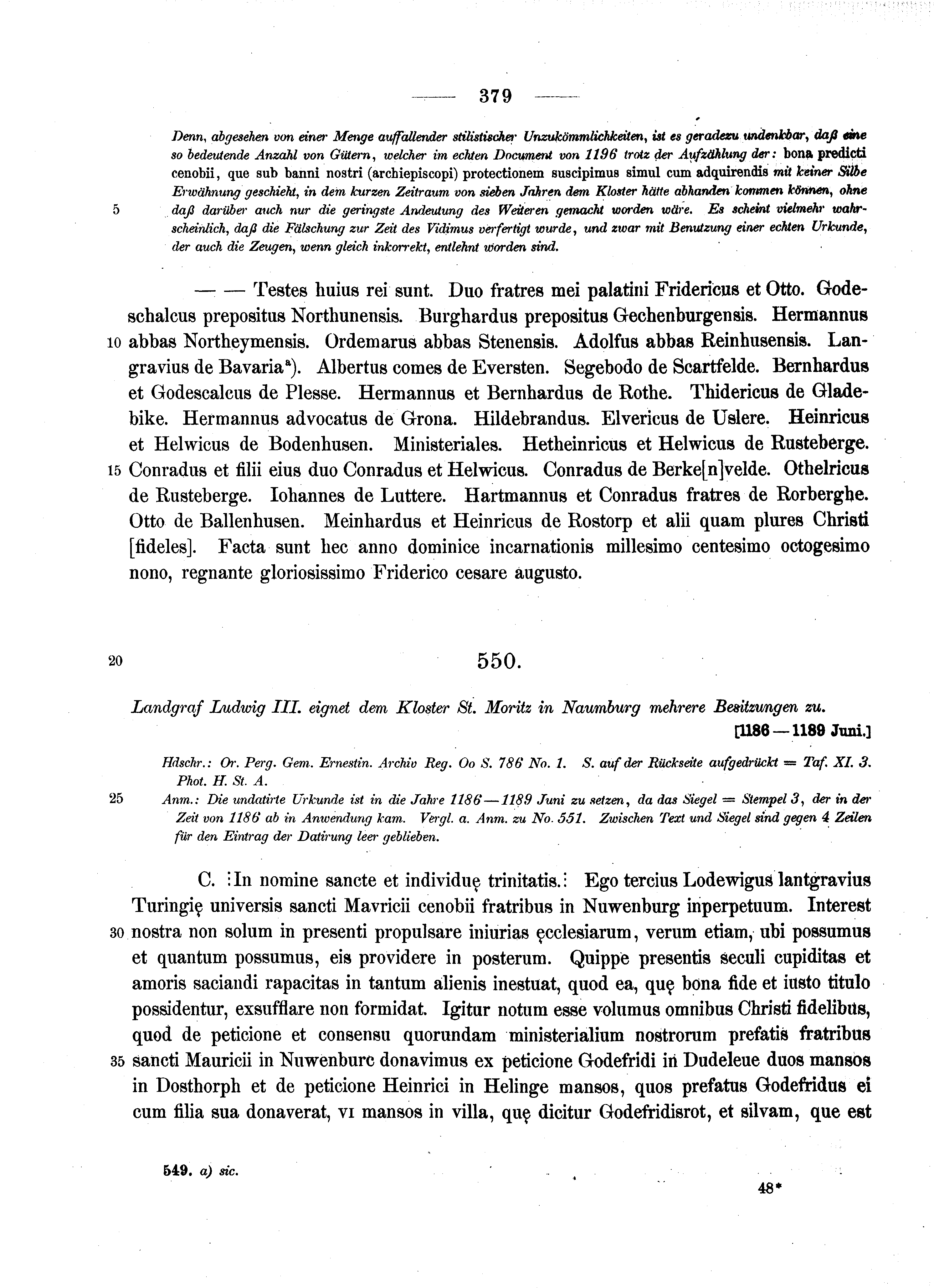 Historische Urkunde Seite 379 aus Band cds1a2