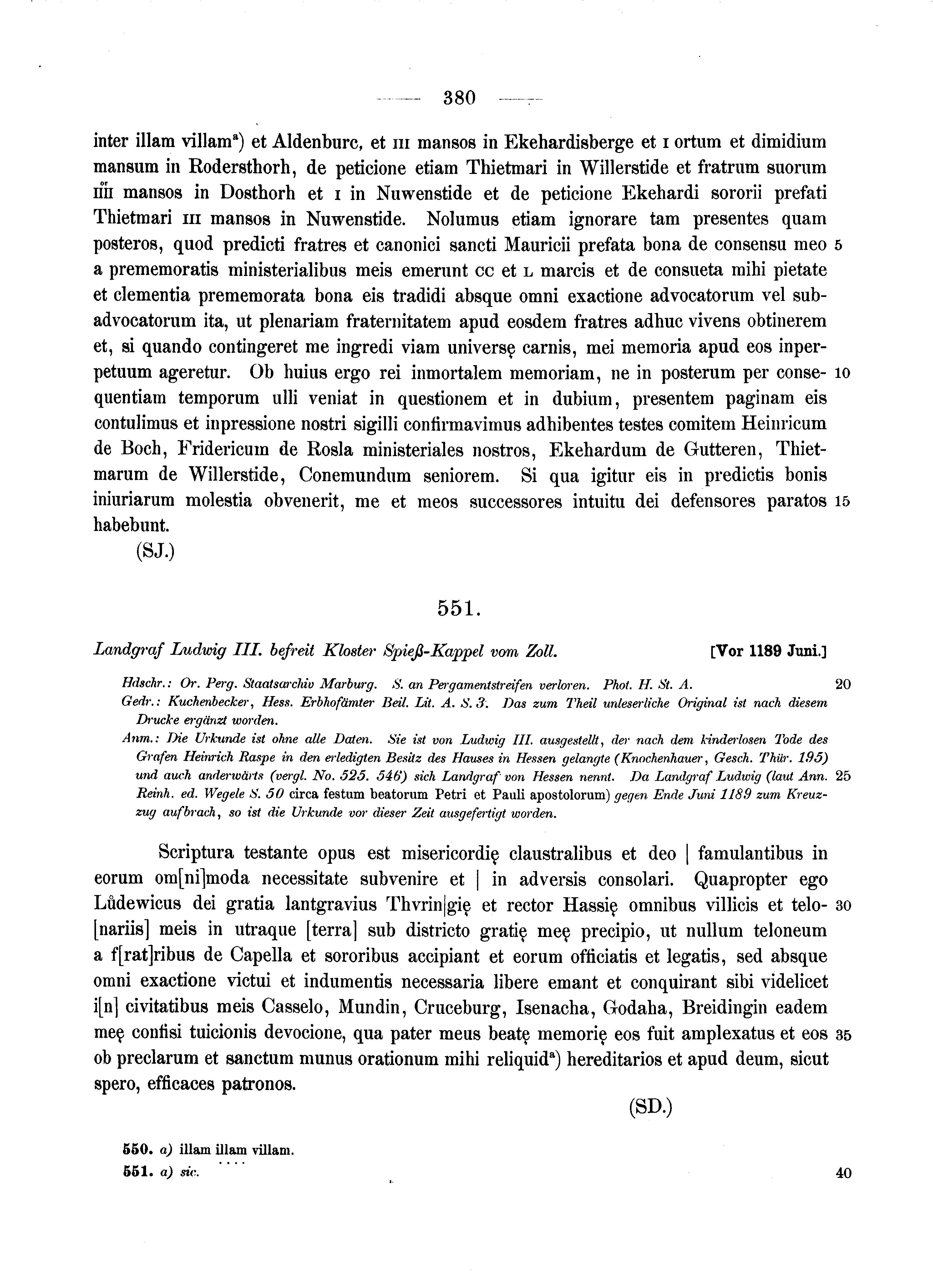 Historische Urkunde Seite 380 aus Band cds1a2