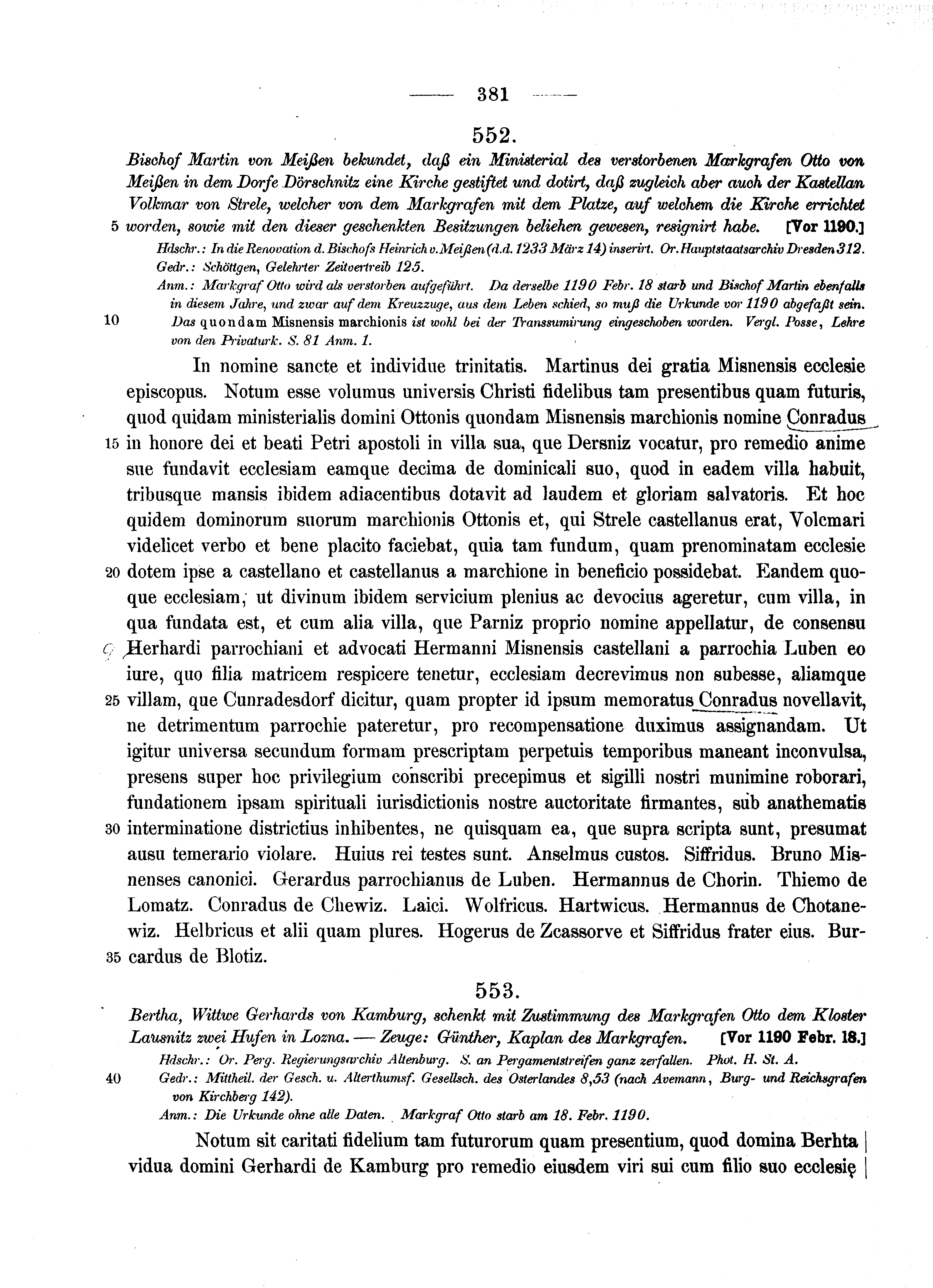 Historische Urkunde Seite 381 aus Band cds1a2