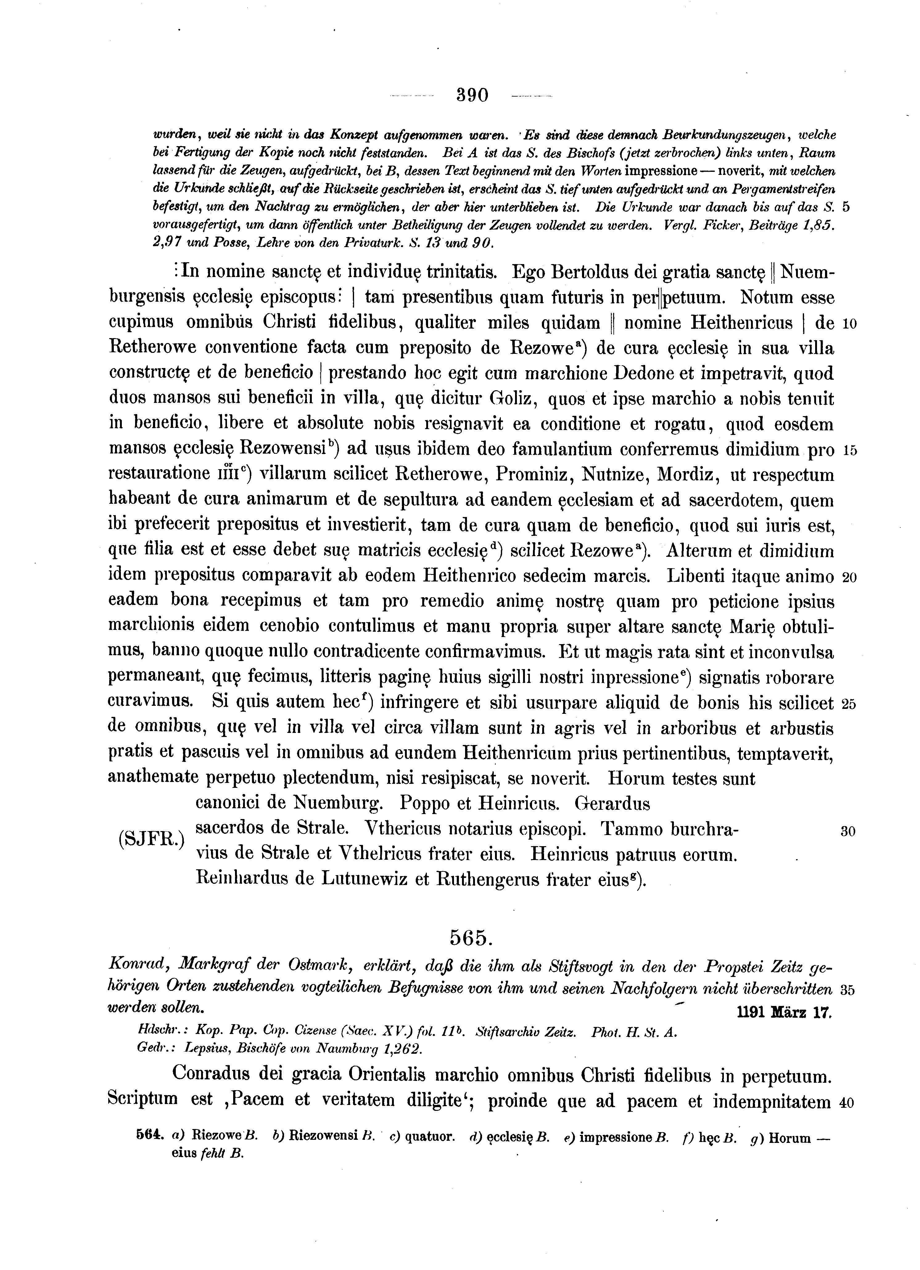 Historische Urkunde Seite 390 aus Band cds1a2