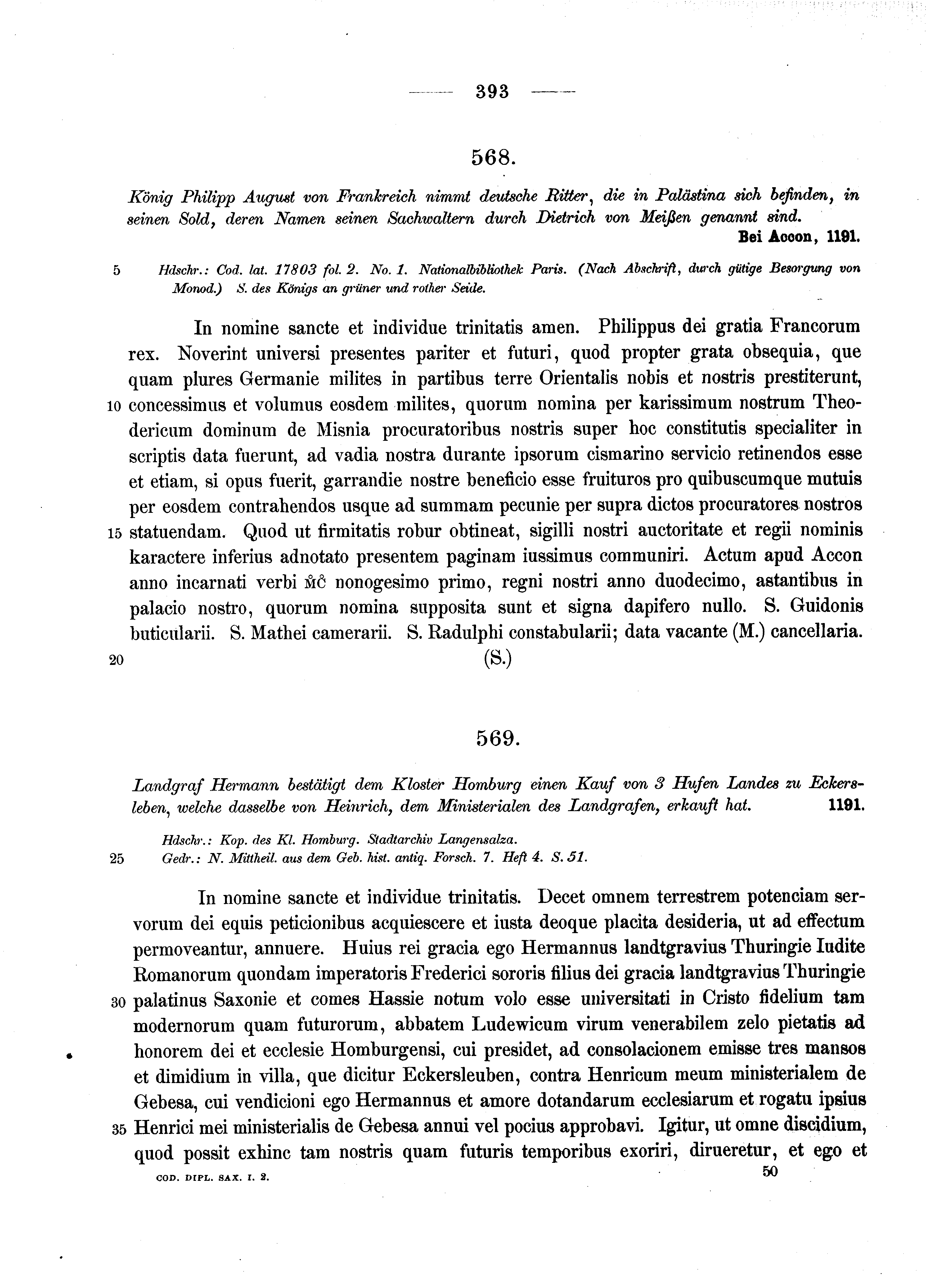 Historische Urkunde Seite 393 aus Band cds1a2