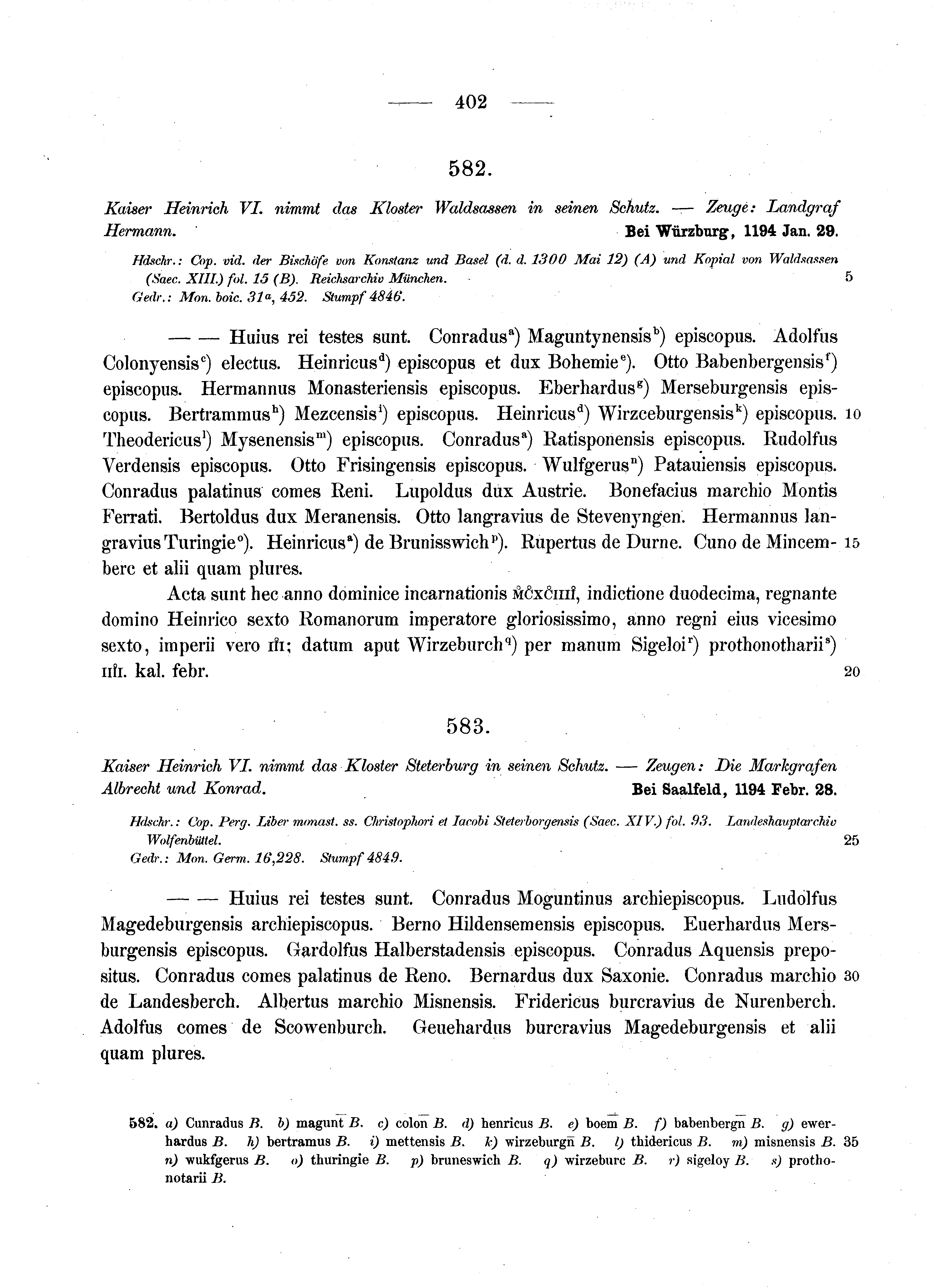 Historische Urkunde Seite 402 aus Band cds1a2