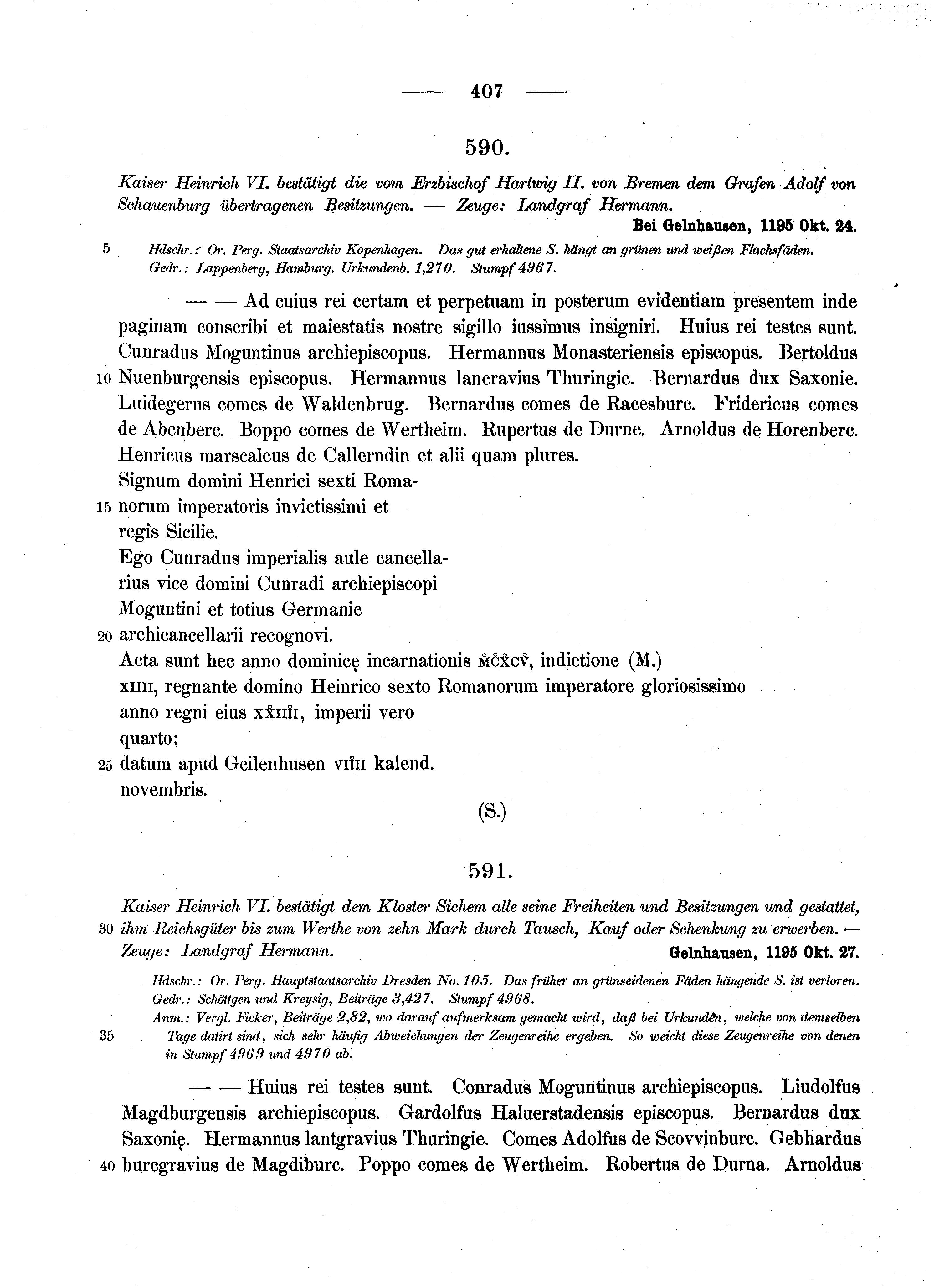 Historische Urkunde Seite 407 aus Band cds1a2