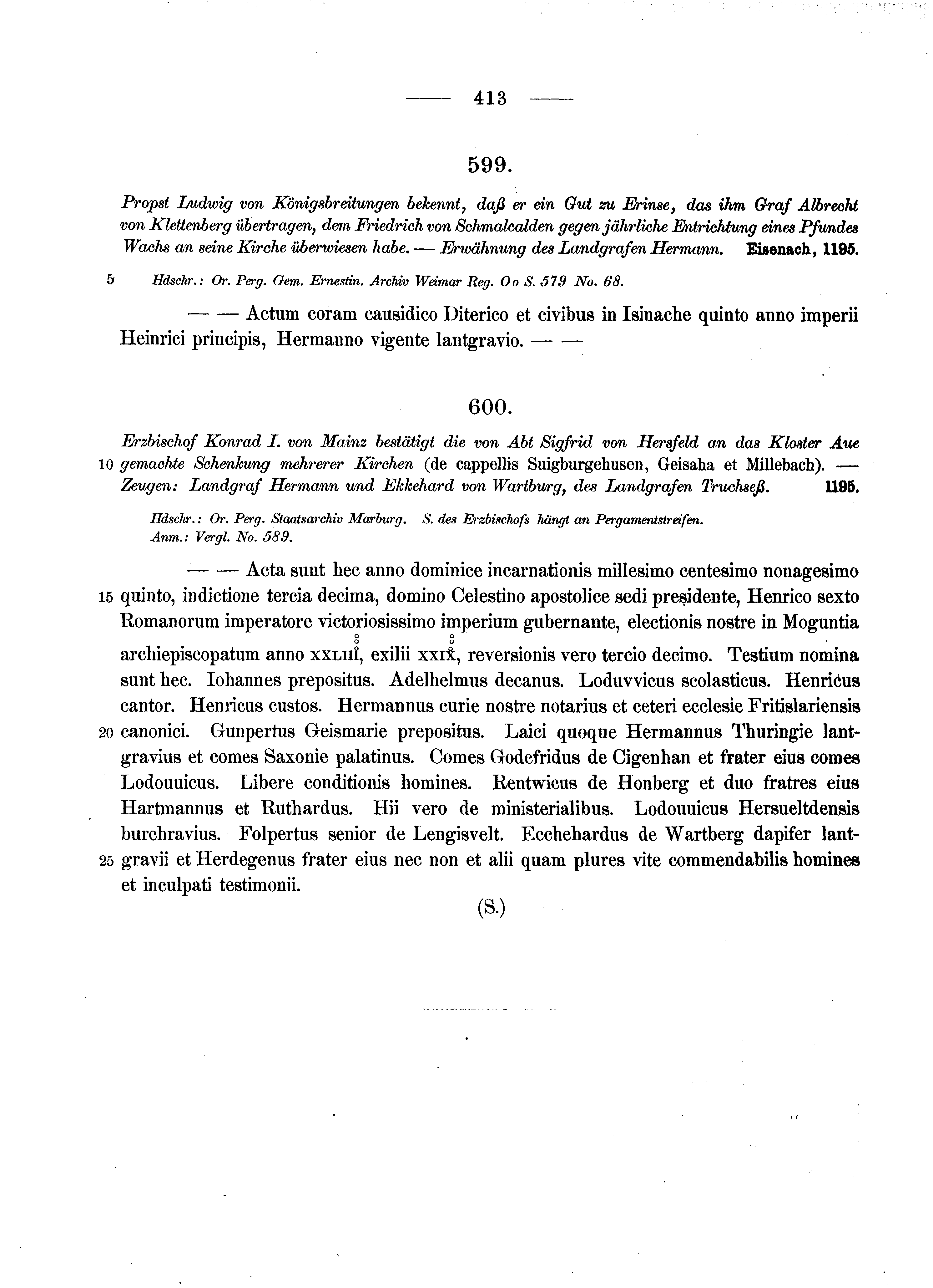 Historische Urkunde Seite 413 aus Band cds1a2