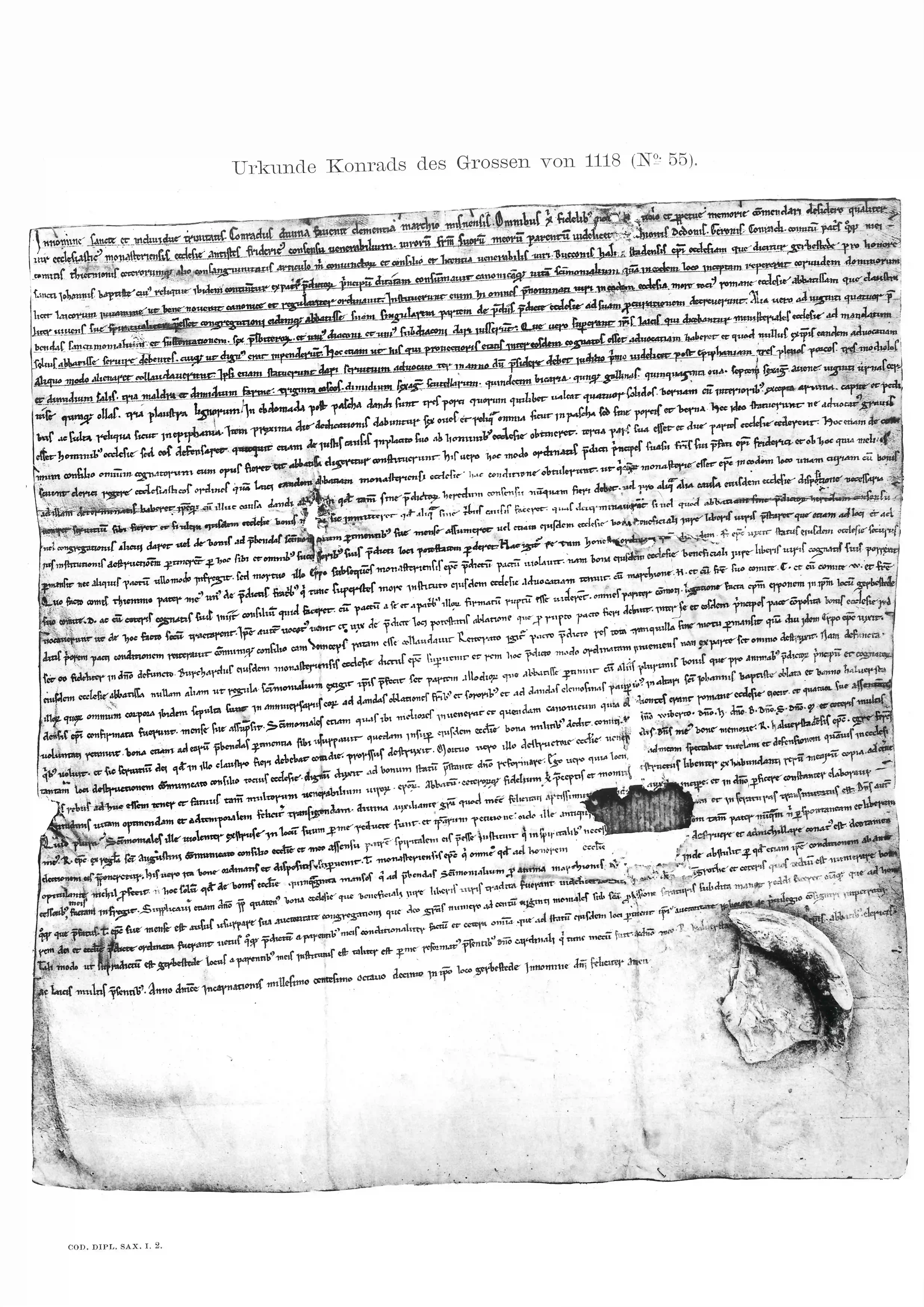 Historische Urkunde Seite 1 aus Band cds1a2