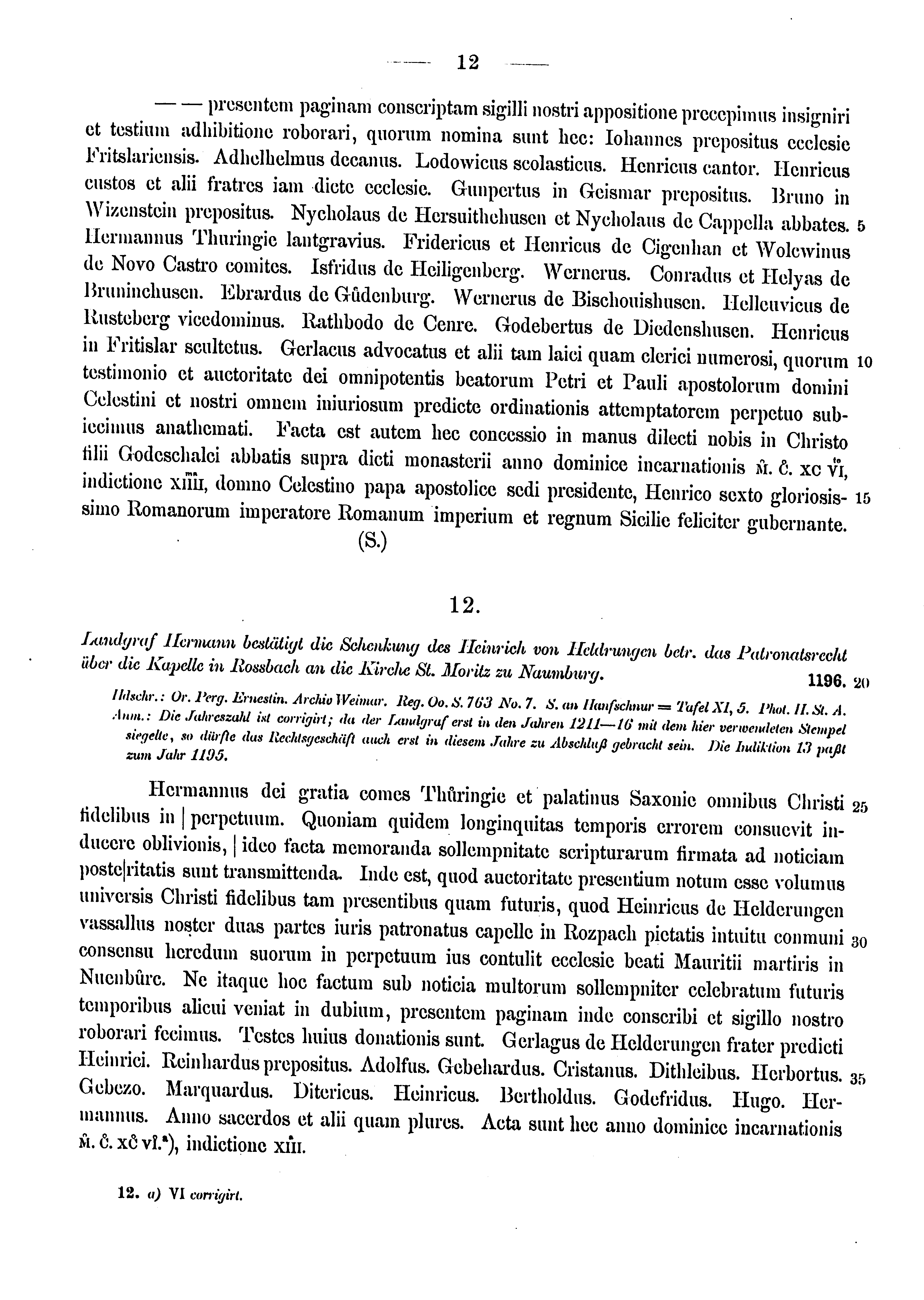 Historische Urkunde Seite 12 aus Band cds1a3