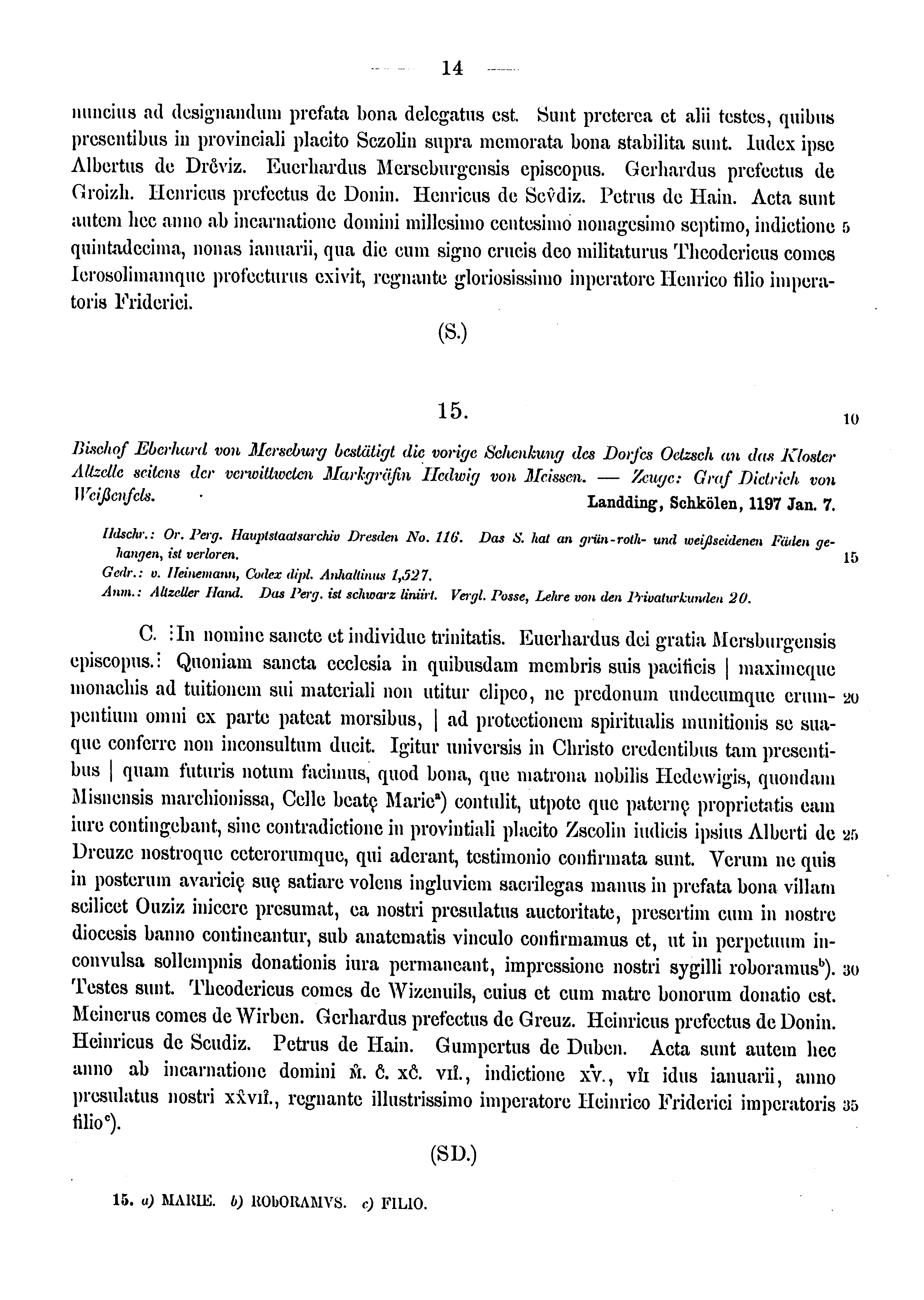 Historische Urkunde Seite 14 aus Band cds1a3