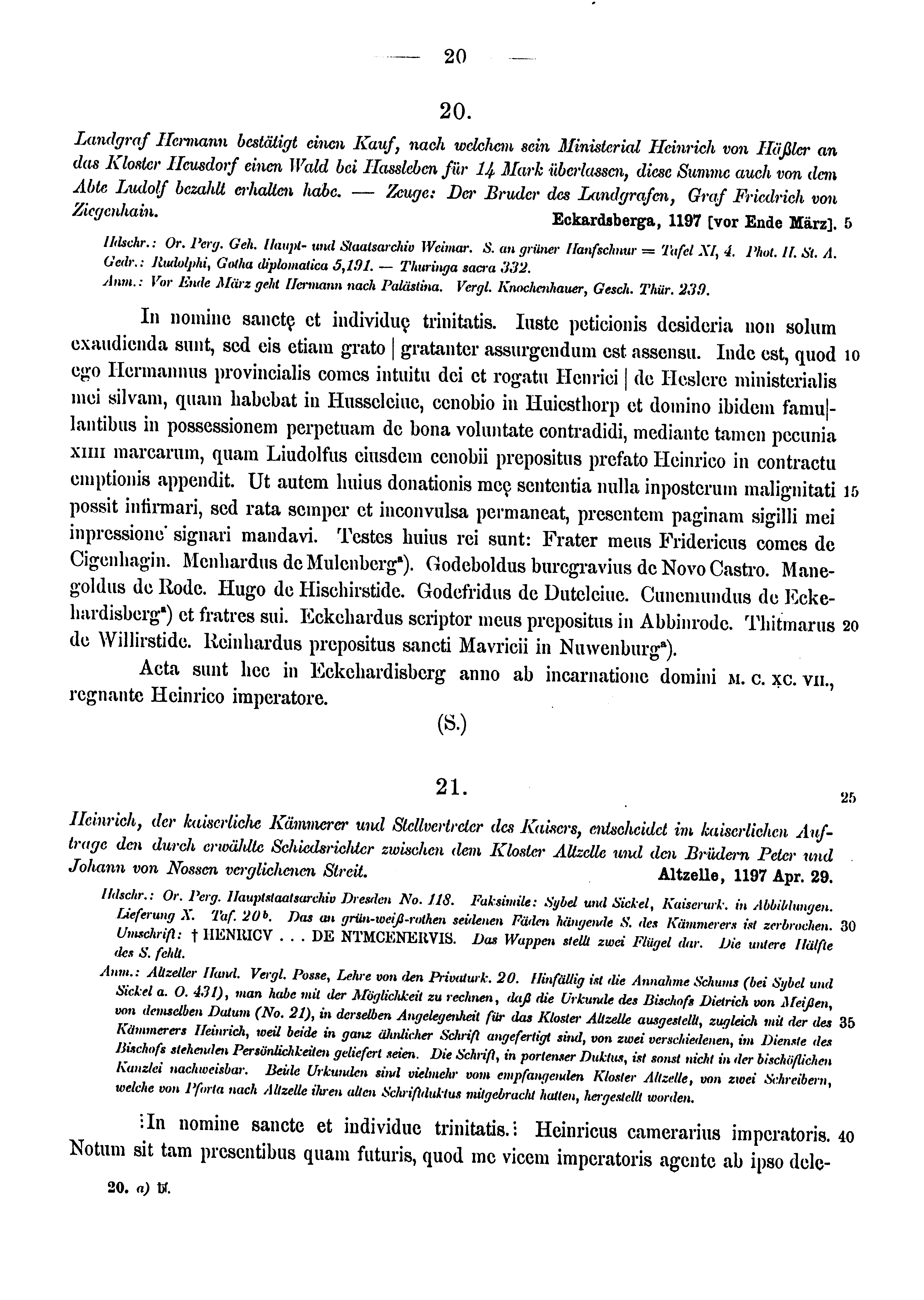 Historische Urkunde Seite 20 aus Band cds1a3