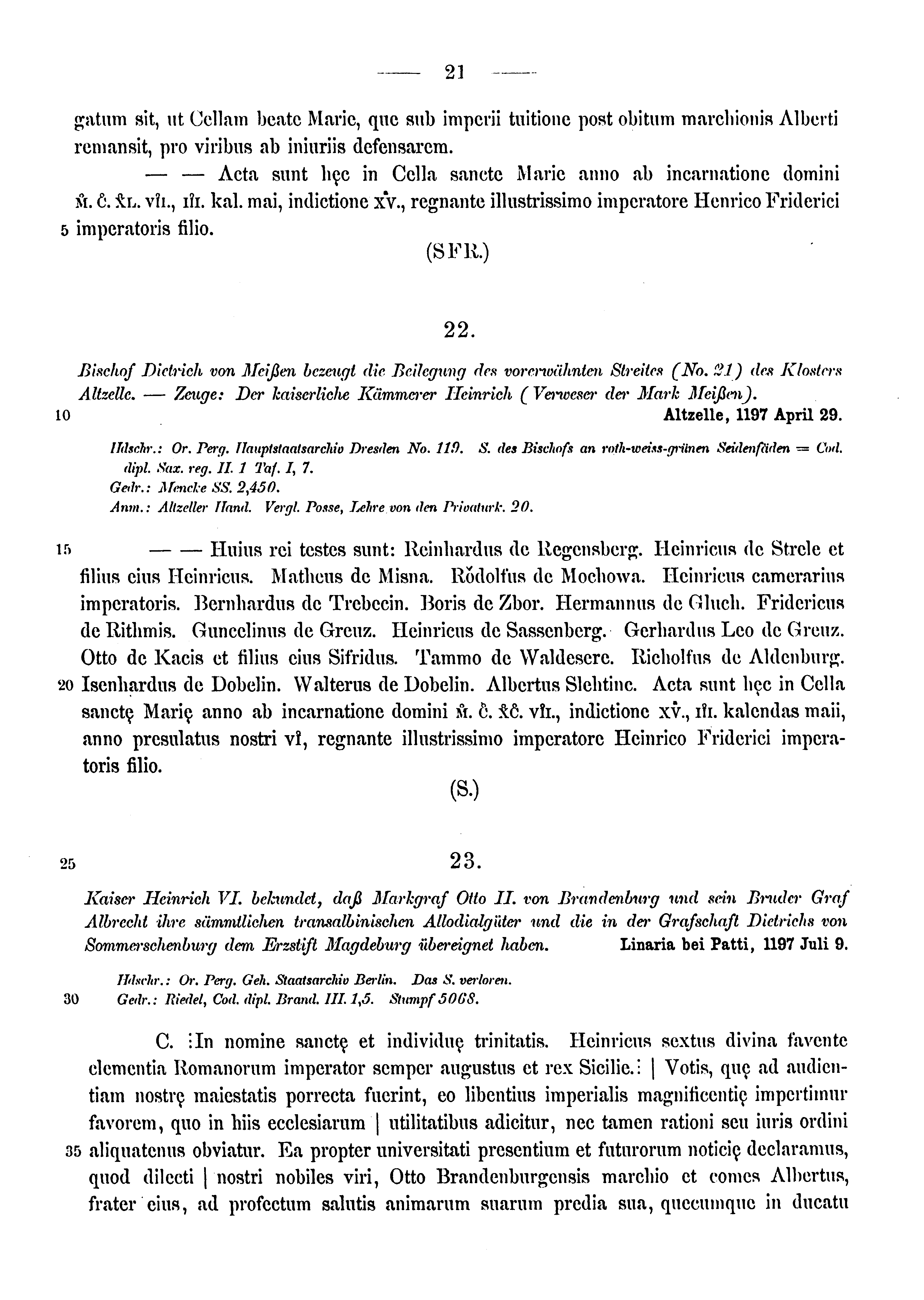 Historische Urkunde Seite 21 aus Band cds1a3
