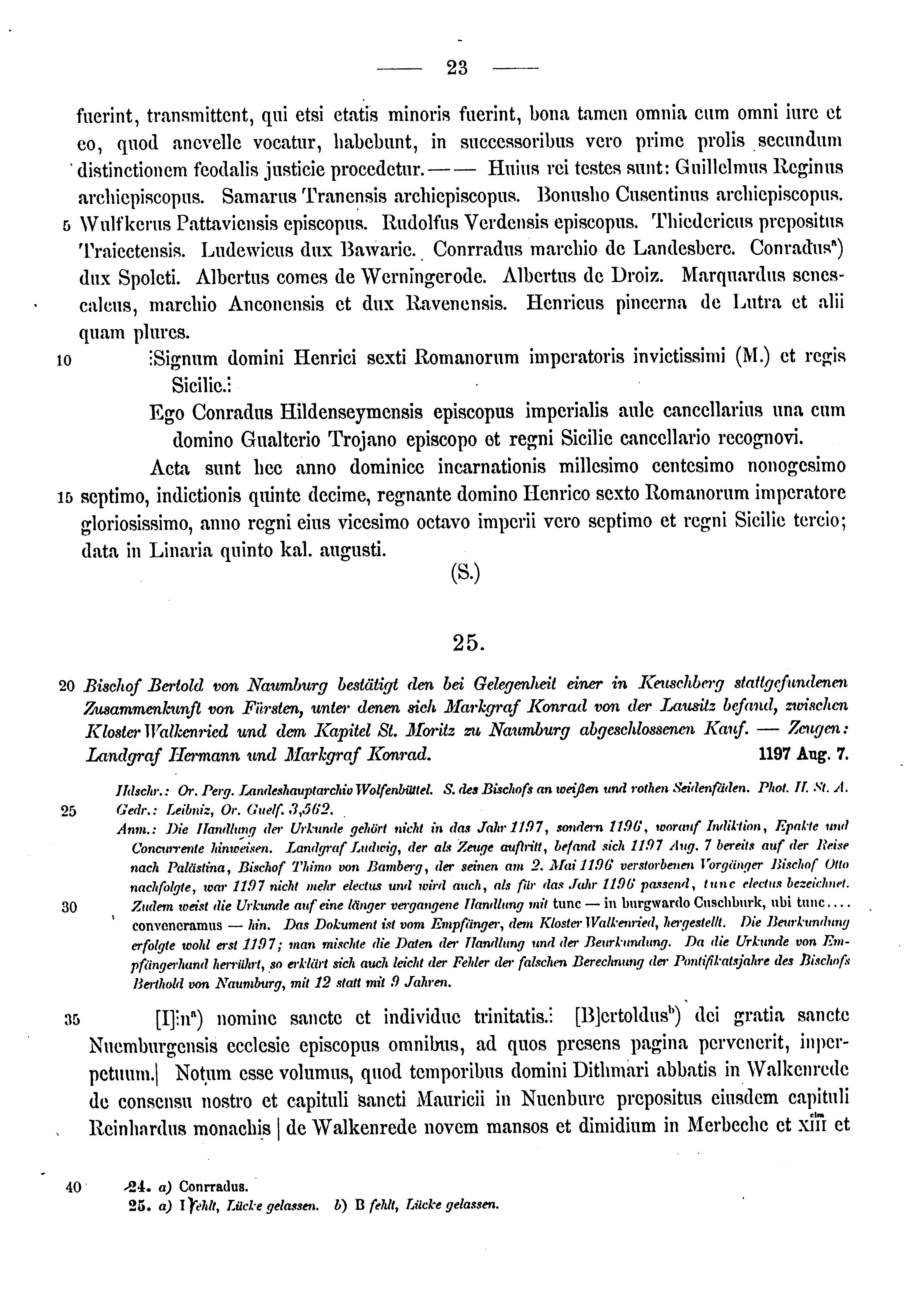 Historische Urkunde Seite 23 aus Band cds1a3