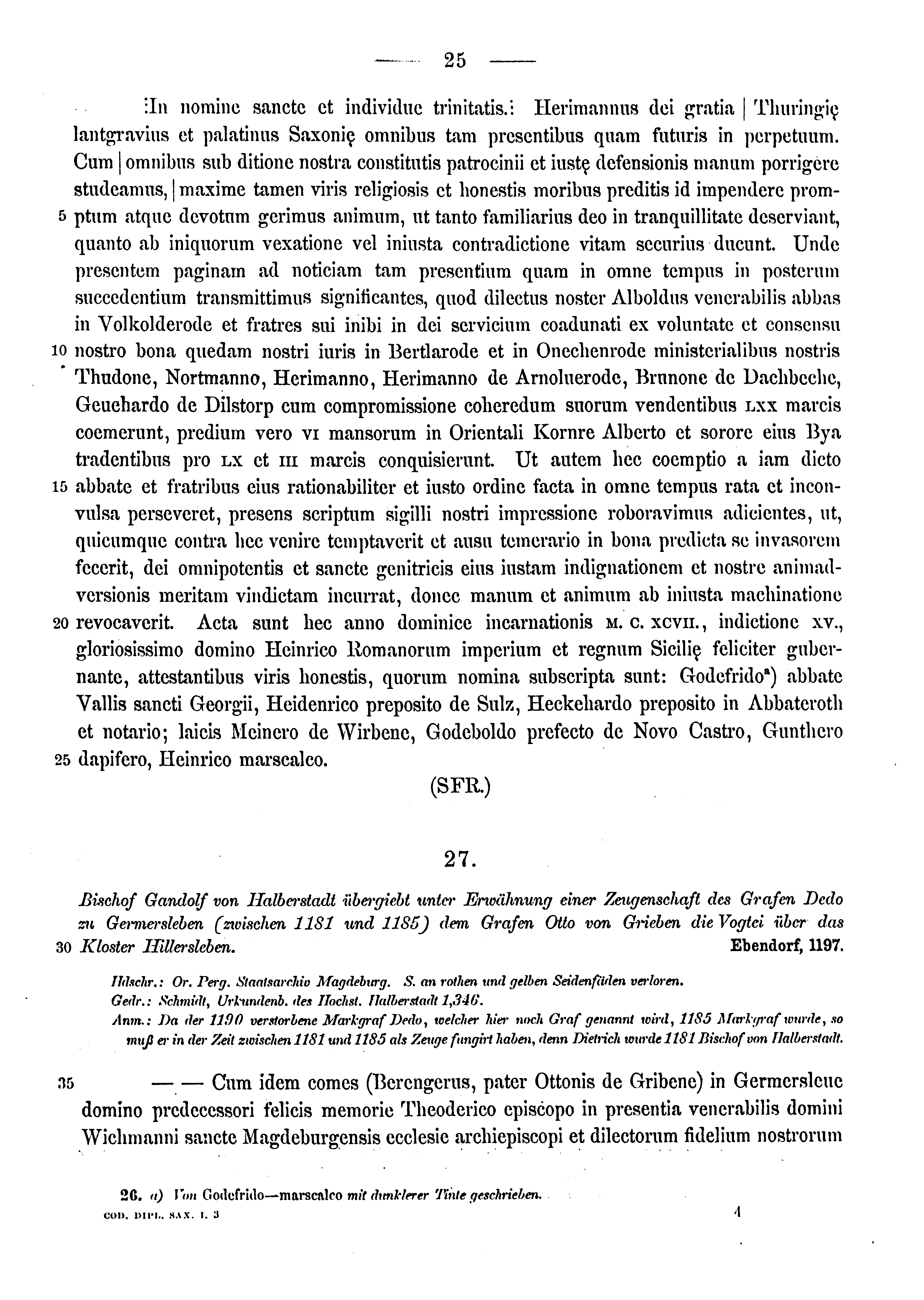 Historische Urkunde Seite 25 aus Band cds1a3