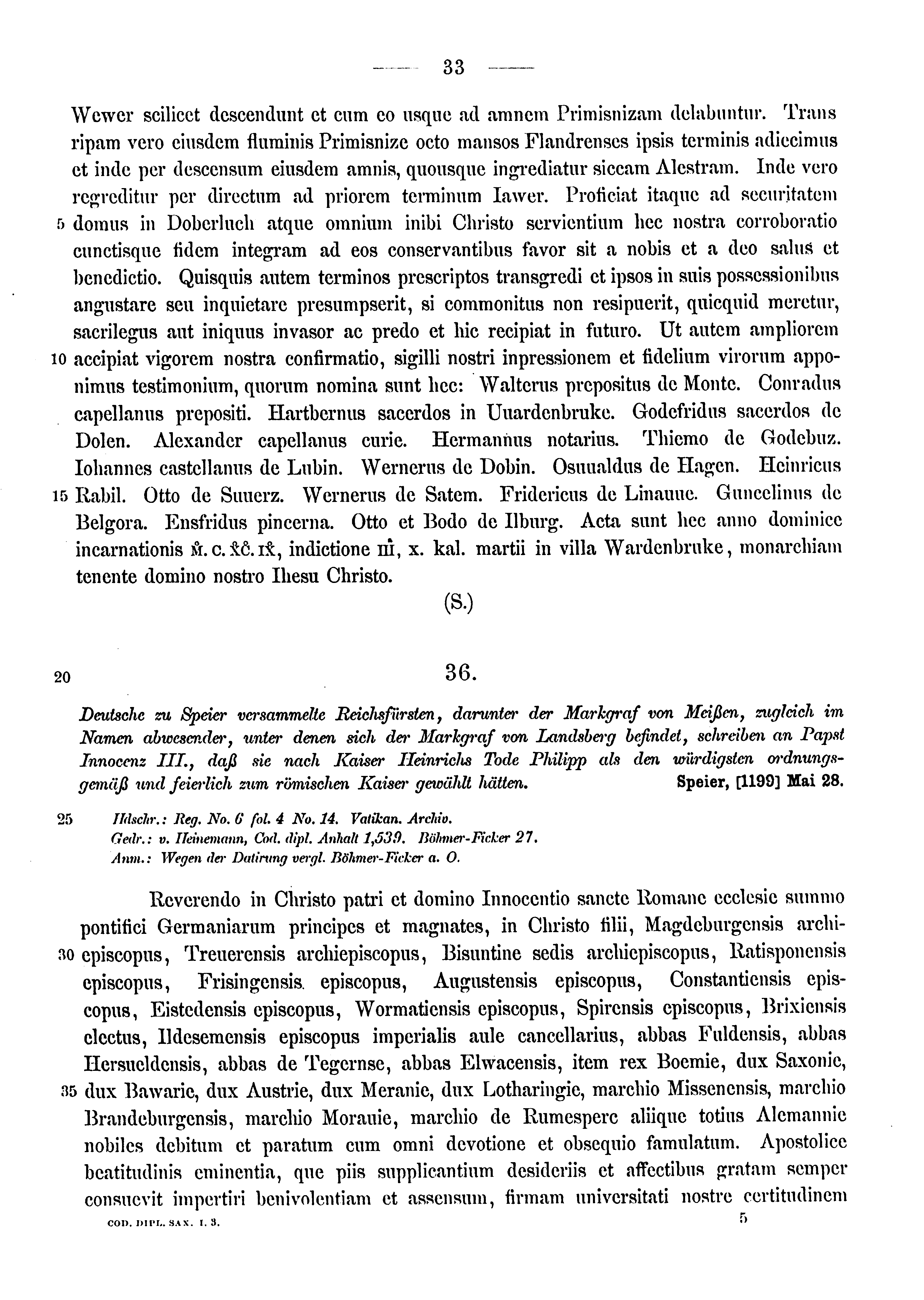 Historische Urkunde Seite 33 aus Band cds1a3