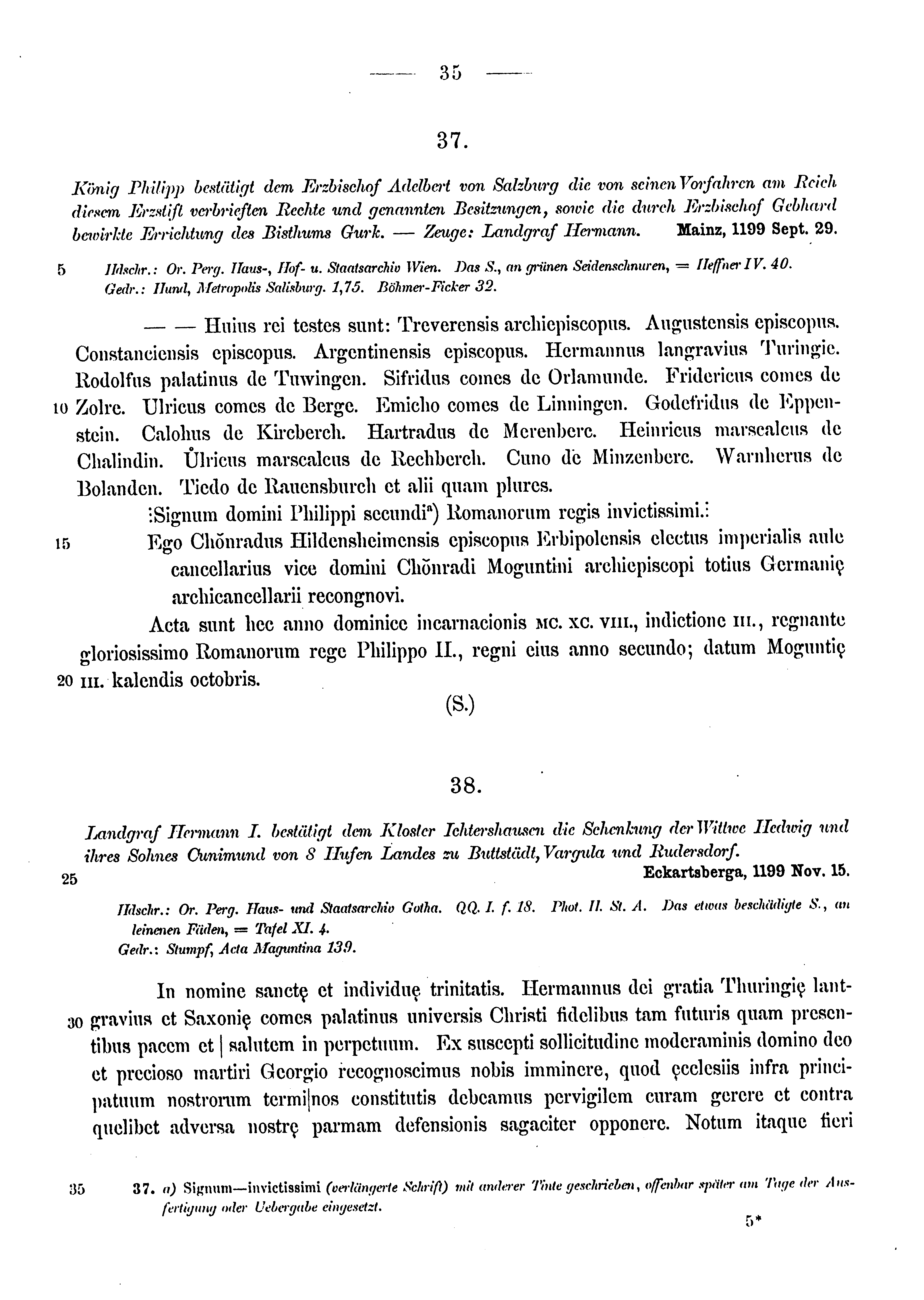 Historische Urkunde Seite 35 aus Band cds1a3