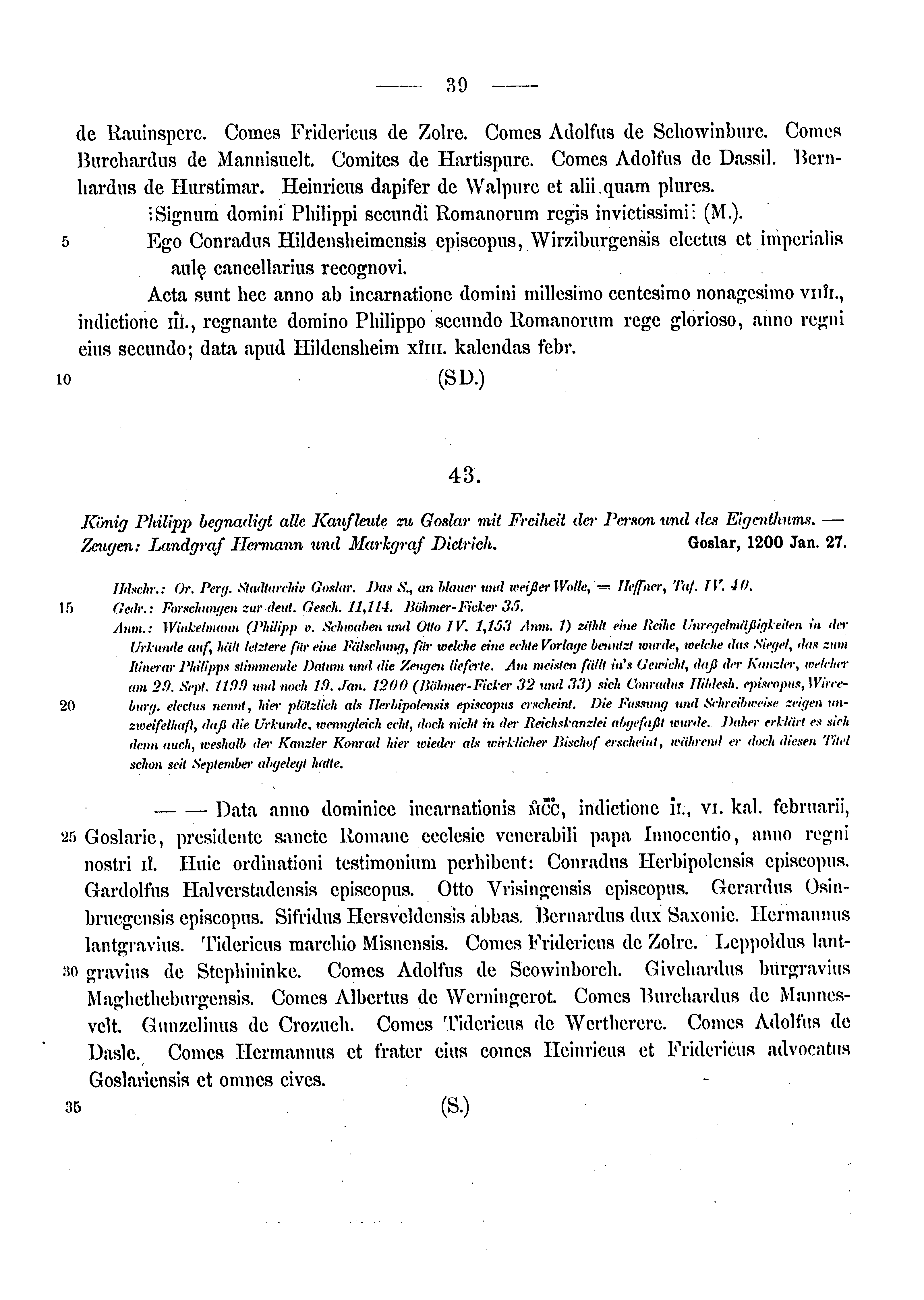 Historische Urkunde Seite 39 aus Band cds1a3