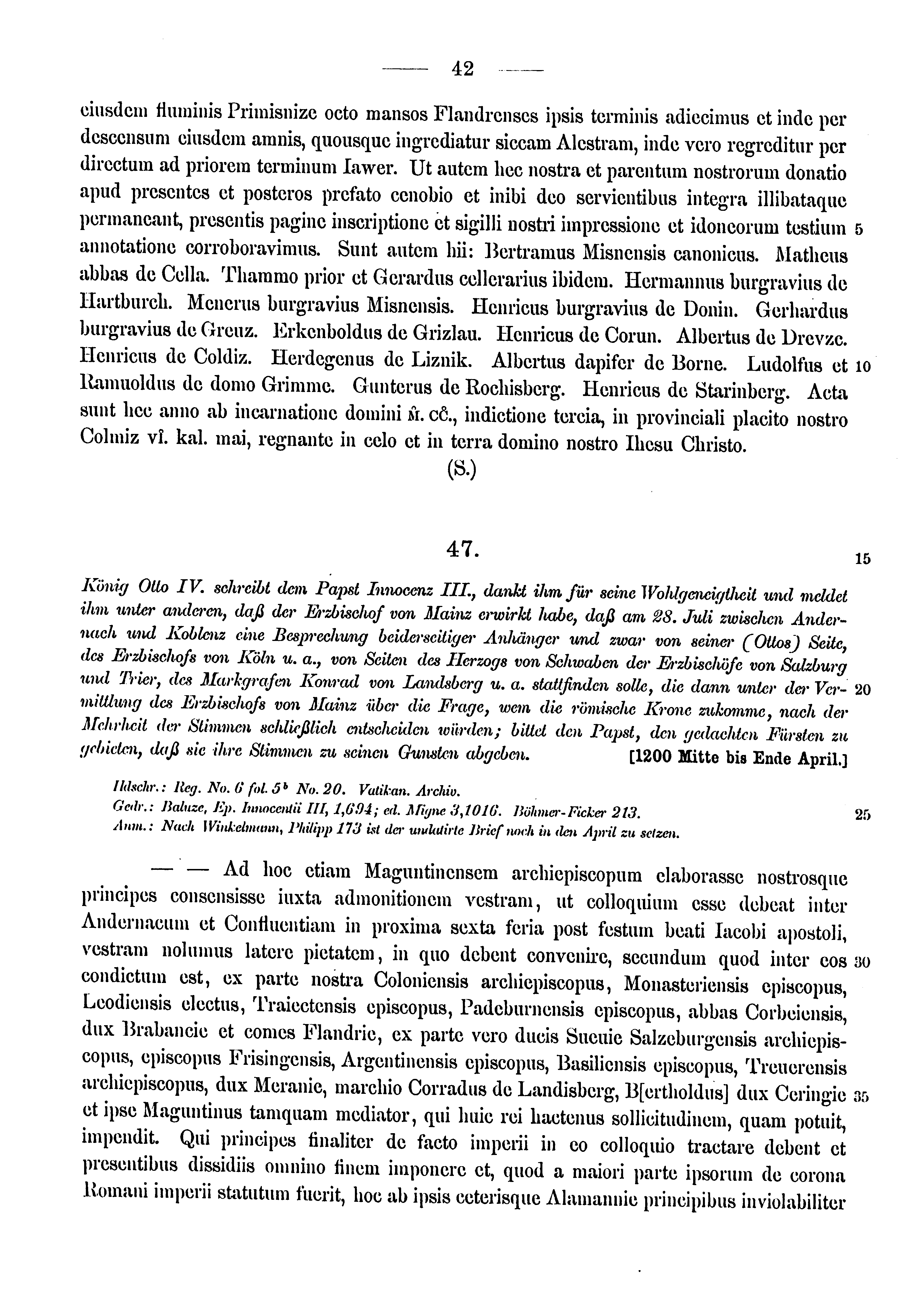 Historische Urkunde Seite 42 aus Band cds1a3