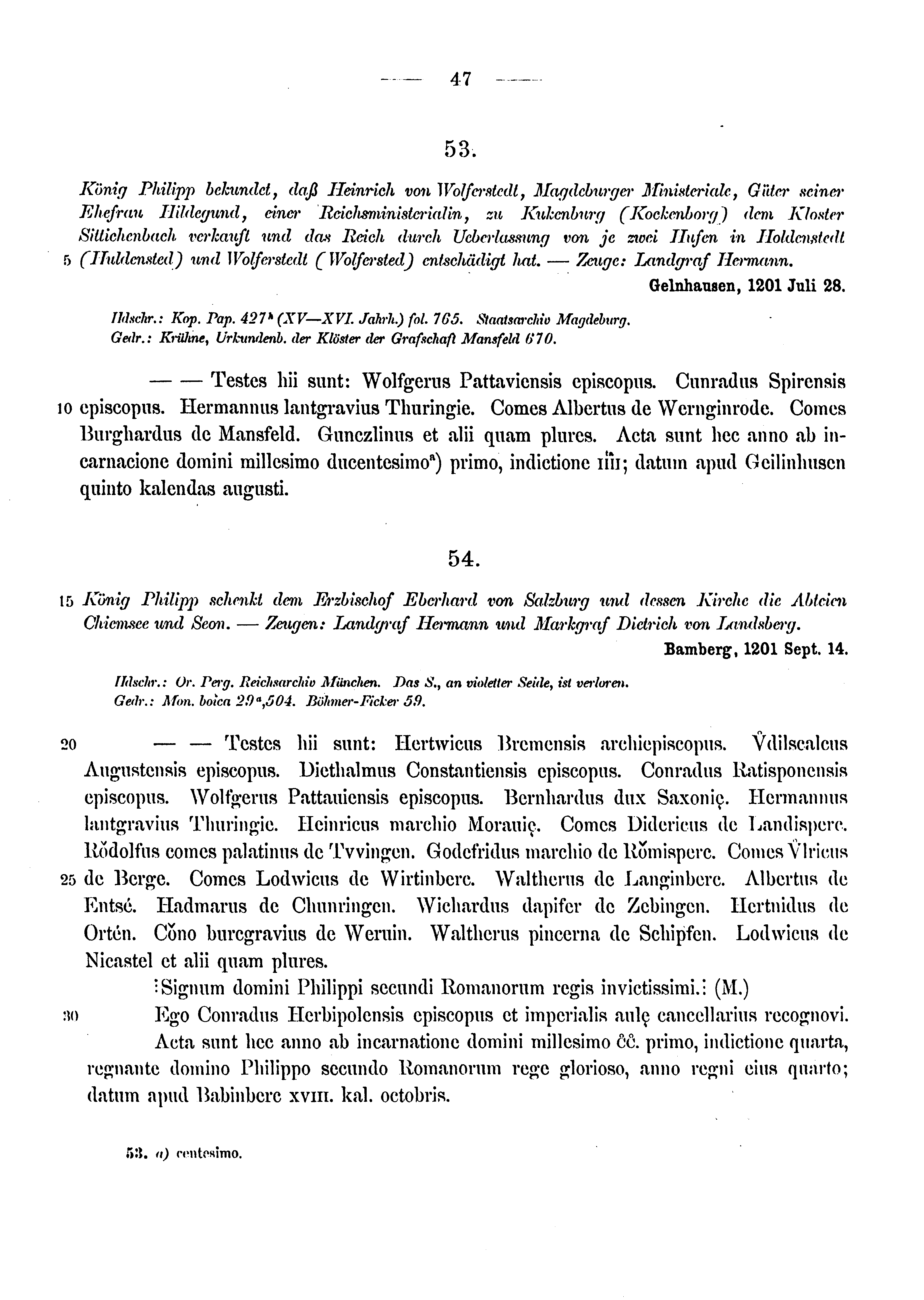 Historische Urkunde Seite 47 aus Band cds1a3