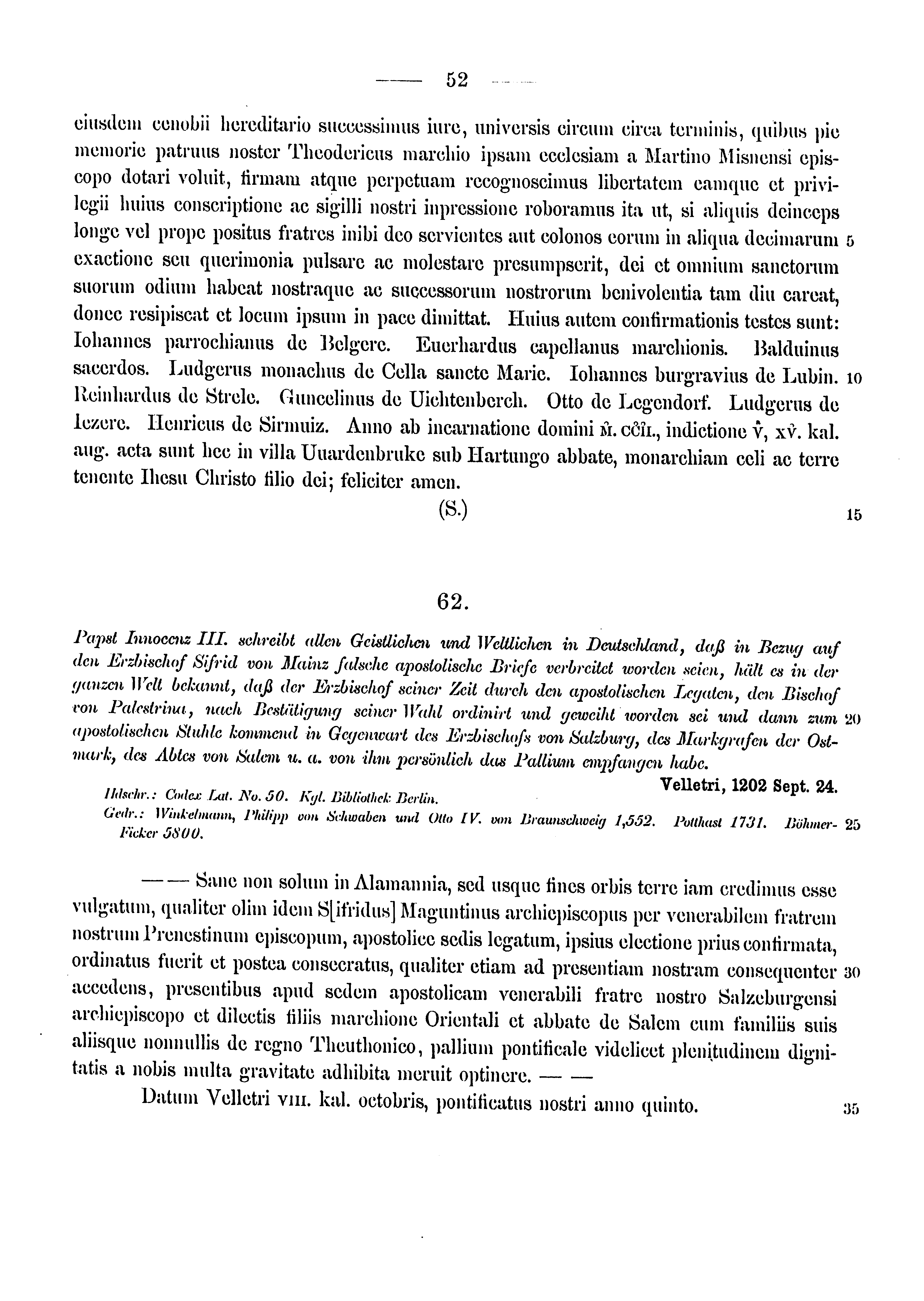 Historische Urkunde Seite 52 aus Band cds1a3